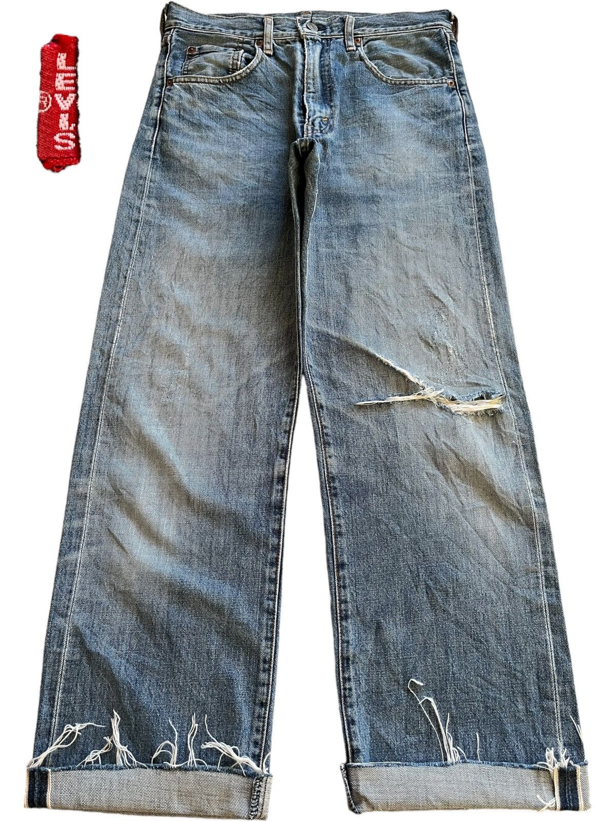 Levi's Vintage 80s Levis 502 Big E Selvedge Baggy Jeans Size US 31 - 1 Thumbnail