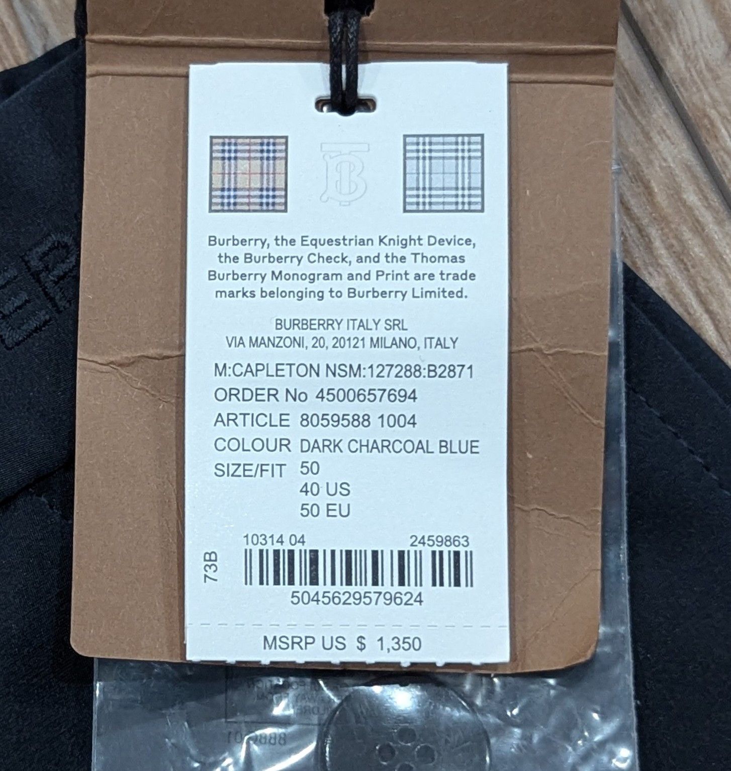Burberry Burberry "Capleton" Wool Blend Pants Charcoal Blue 50 US 34 Size US 34 / EU 50 - 12 Thumbnail