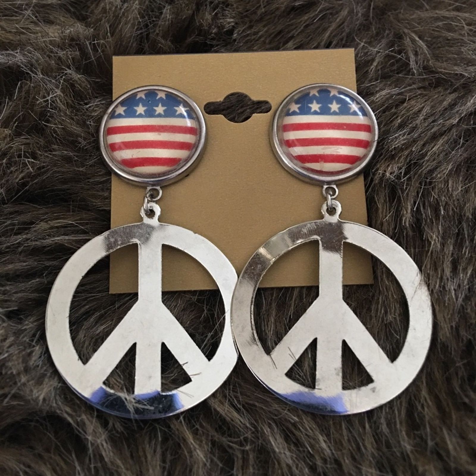 Vintage Vintage 80s peace sign drop pierced earrings Size ONE SIZE - 2 Thumbnail