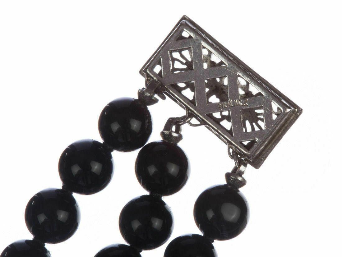 Designer Sterling Silver Onyx Bead and Marcasite Necklace Size ONE SIZE - 6 Thumbnail