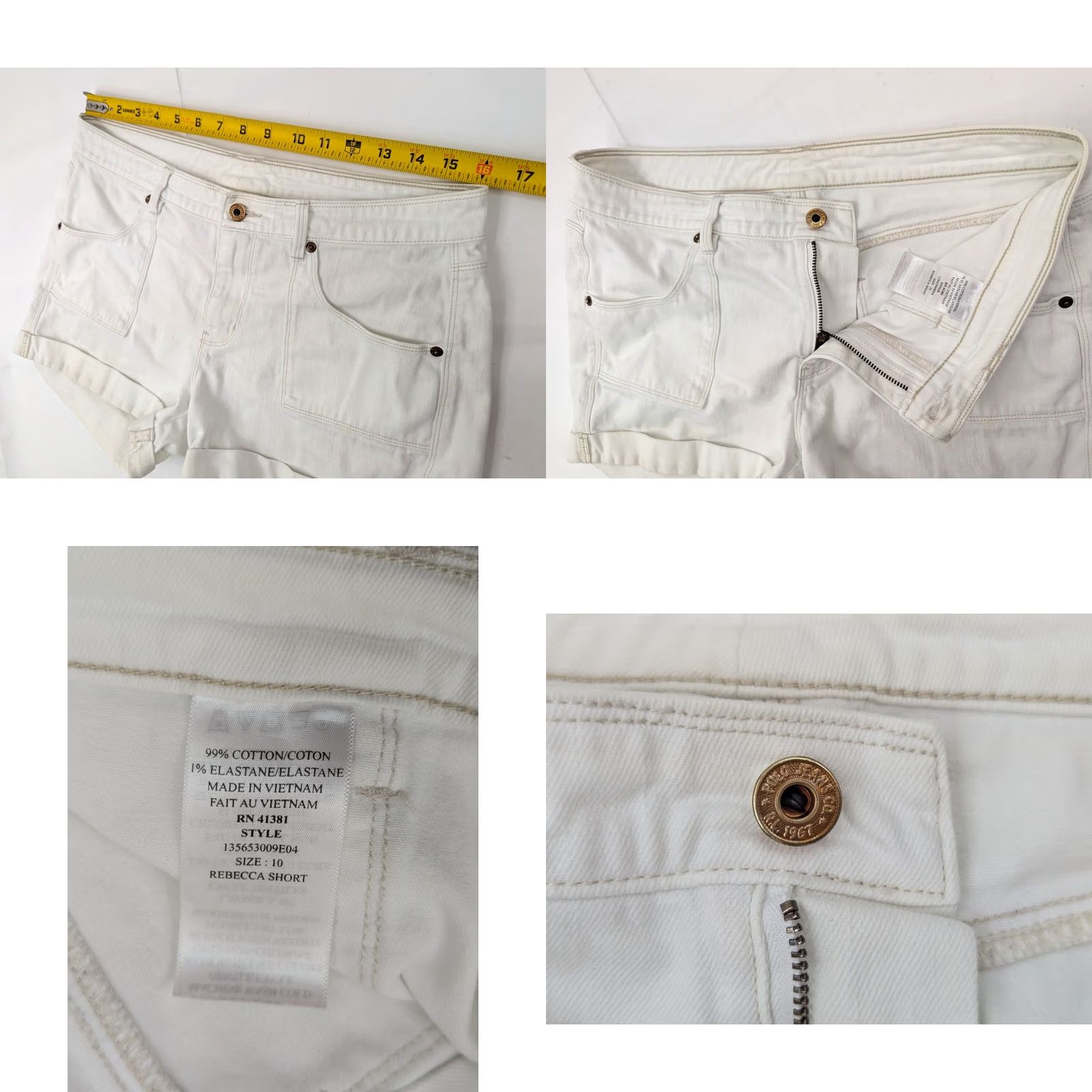 Polo Ralph Lauren Polo Jeans Ralph Lauren REBECCA Denim Jean Shorts Women 10 White Cotton Elastane 3 Inseam 32x3 Vintage No Size 32" / US 10 / IT 46 - 8 Thumbnail
