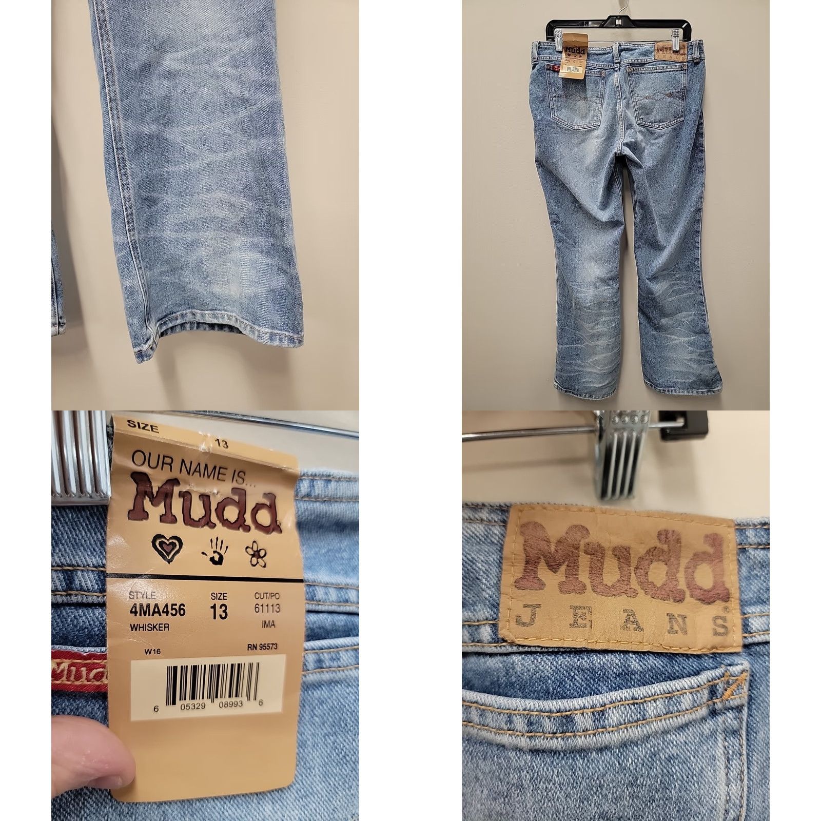 Vintage VINTAGE Mudd Jeans Flared Denim 5-Pocket Low Rise 13 Womens Blue Light Wash 31 Inseam Regular Fit Size 24" / US 00 / IT 34 - 8 Thumbnail