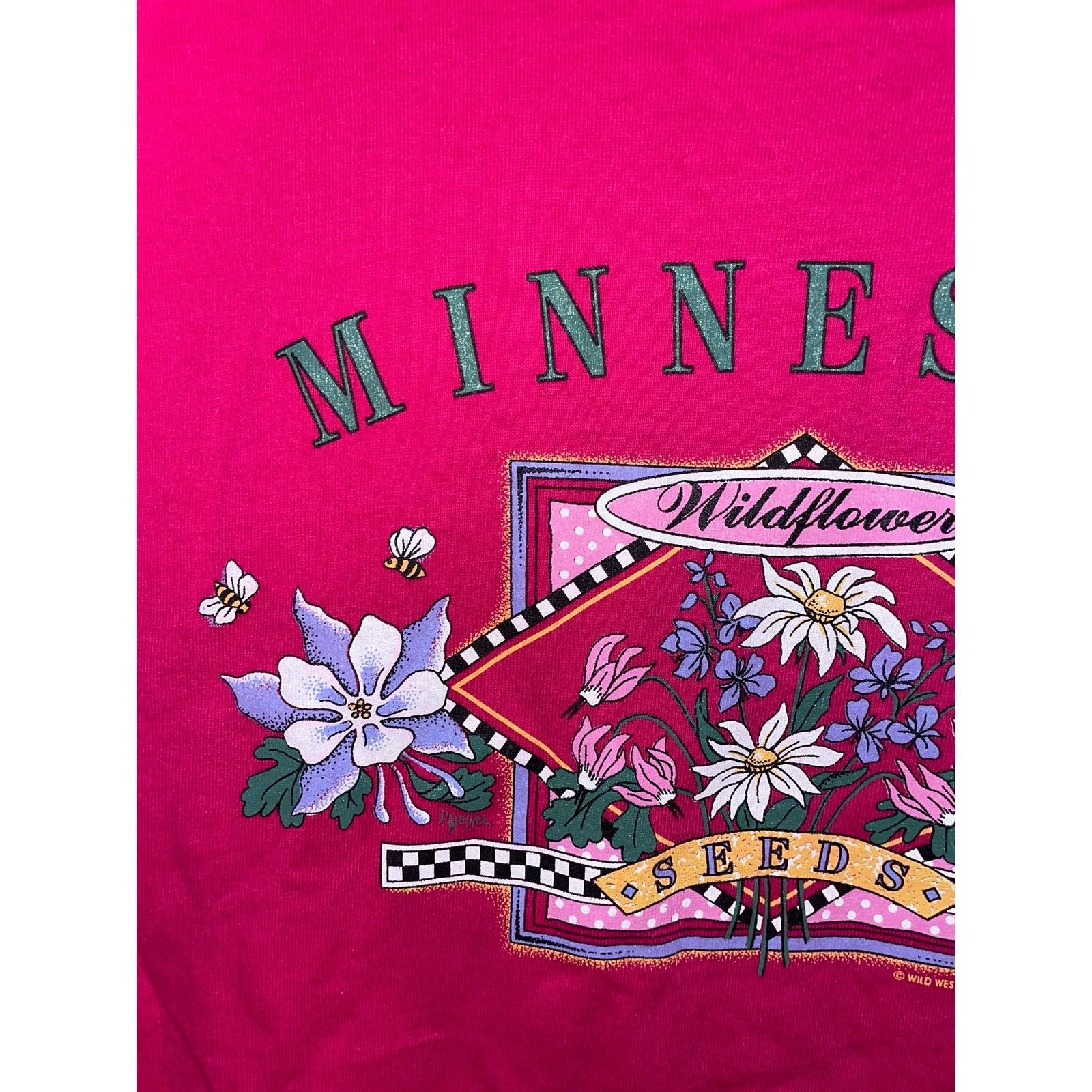 Vintage Womens Minnesota Pink Shirt Wildflowers Seed Tee Top 90s L Size L / US 10 / IT 46 - 3 Thumbnail