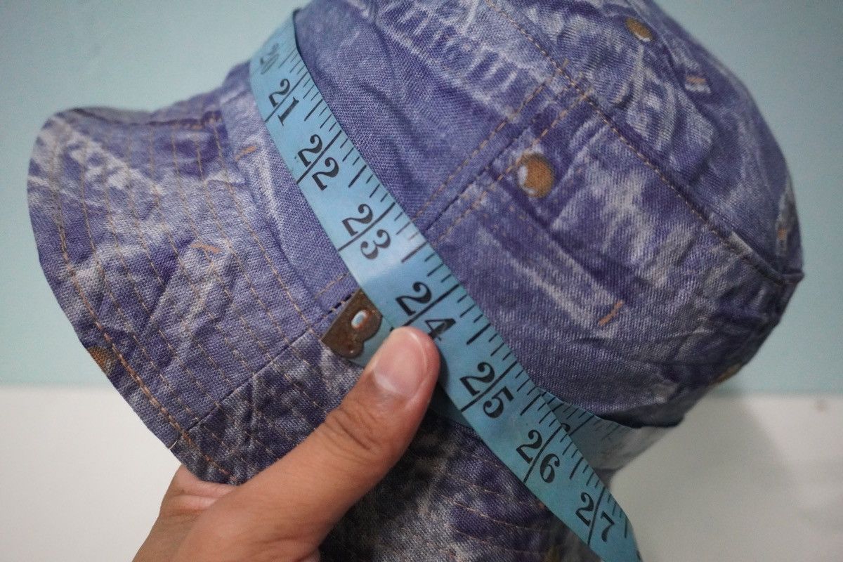 Japanese Brand × Vintage Vtg denim printed bucket hat full over head gear hype Size ONE SIZE - 5 Thumbnail