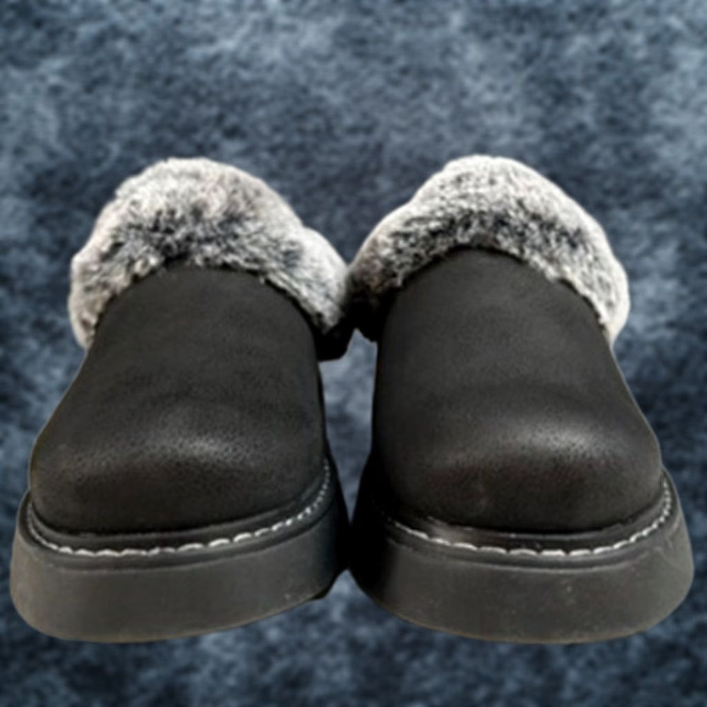 SKECHERS Skechers BOBS Slippers Womens 6 Black Faux Fur Trim Memory Foam Platform Slip On Cozy Warm Comfort Size ONE SIZE - 1 Thumbnail