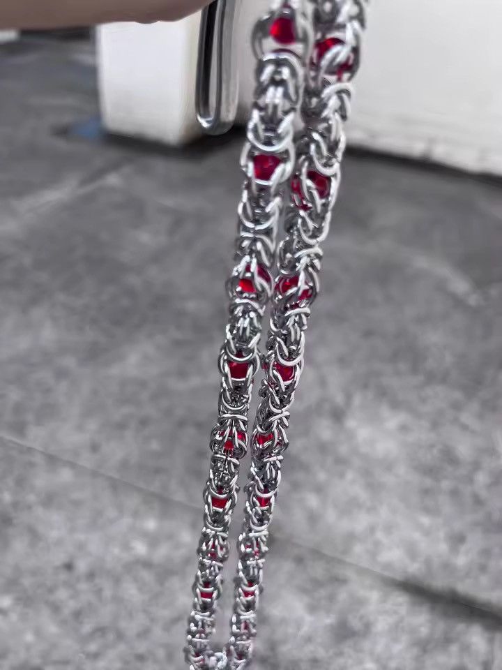 Jean Snake Bone Clamp Red Beads Pants Chain Size ONE SIZE - 4 Thumbnail