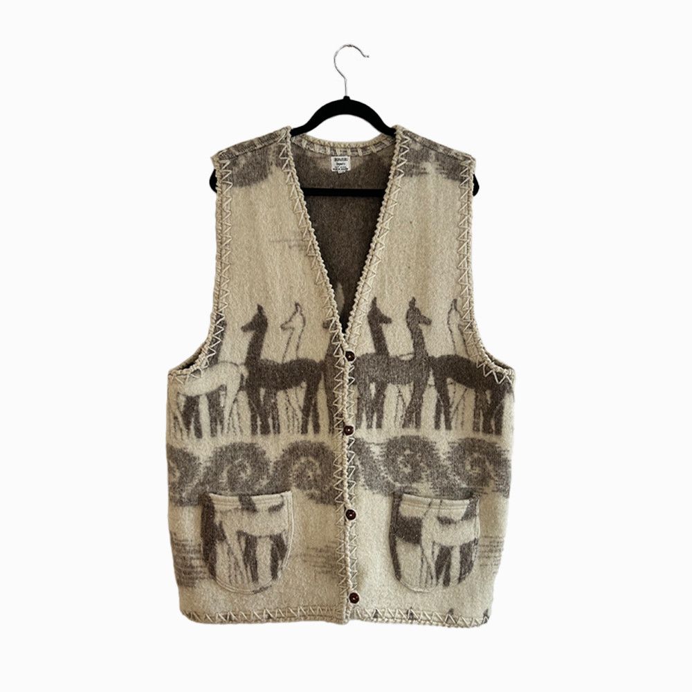 image of Ecuadorian Handknits x Vintage Signature Imports Ecuadorian 100% Wool Llama Vest, Men's (Size 2XL)