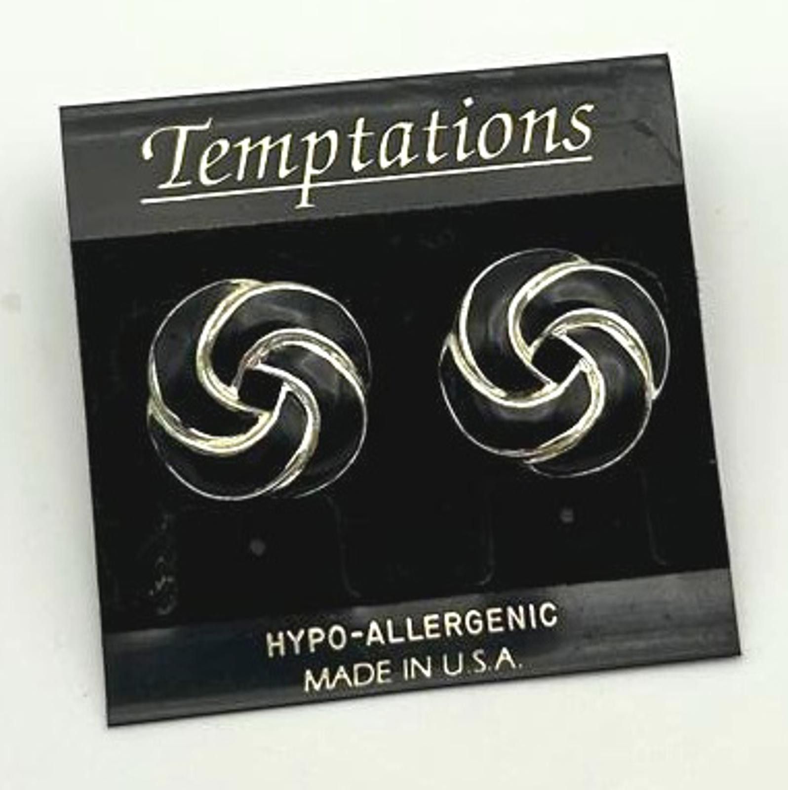 Designer Black & Silver Swirl Studs – Minimalist Statement Earrings Size ONE SIZE - 2 Thumbnail