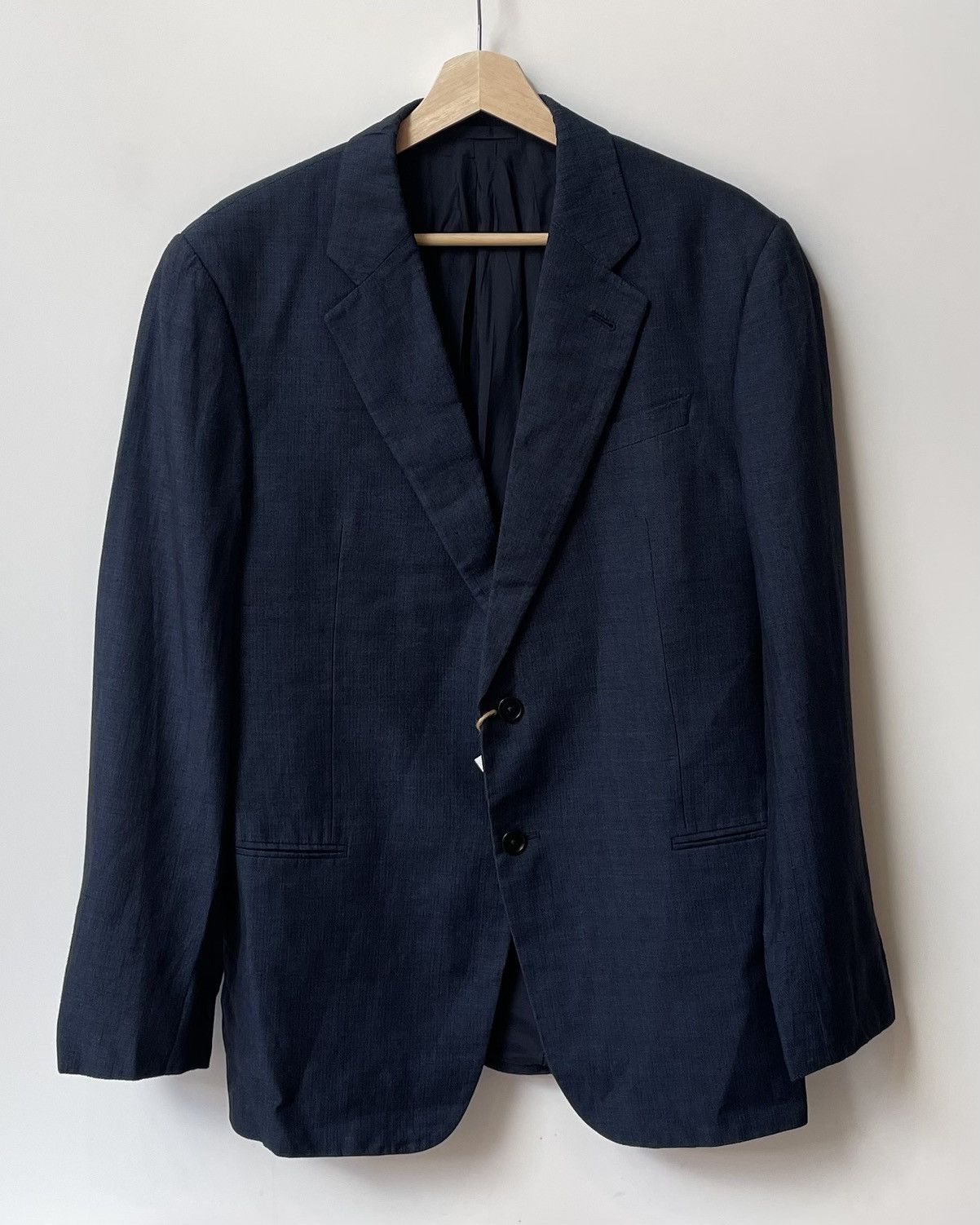 Armani Collezioni Vintage Armani Linen Blue Blazer Size L / US 10 / IT 46 - 2 Thumbnail