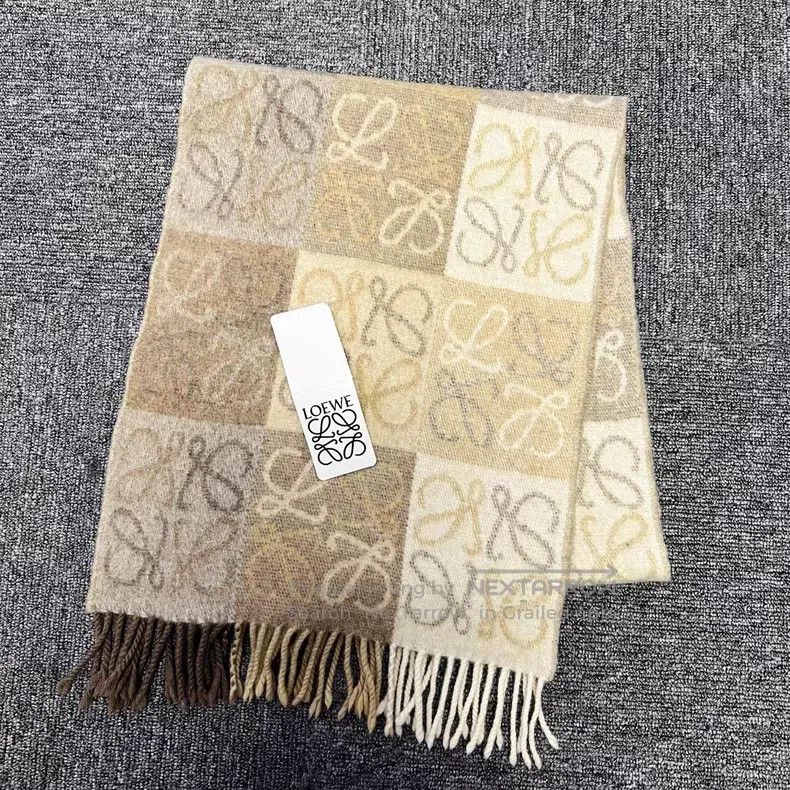 Loewe Loewe Beige checkered plaid wool and cashmere scarf Size ONE SIZE - 1 Thumbnail
