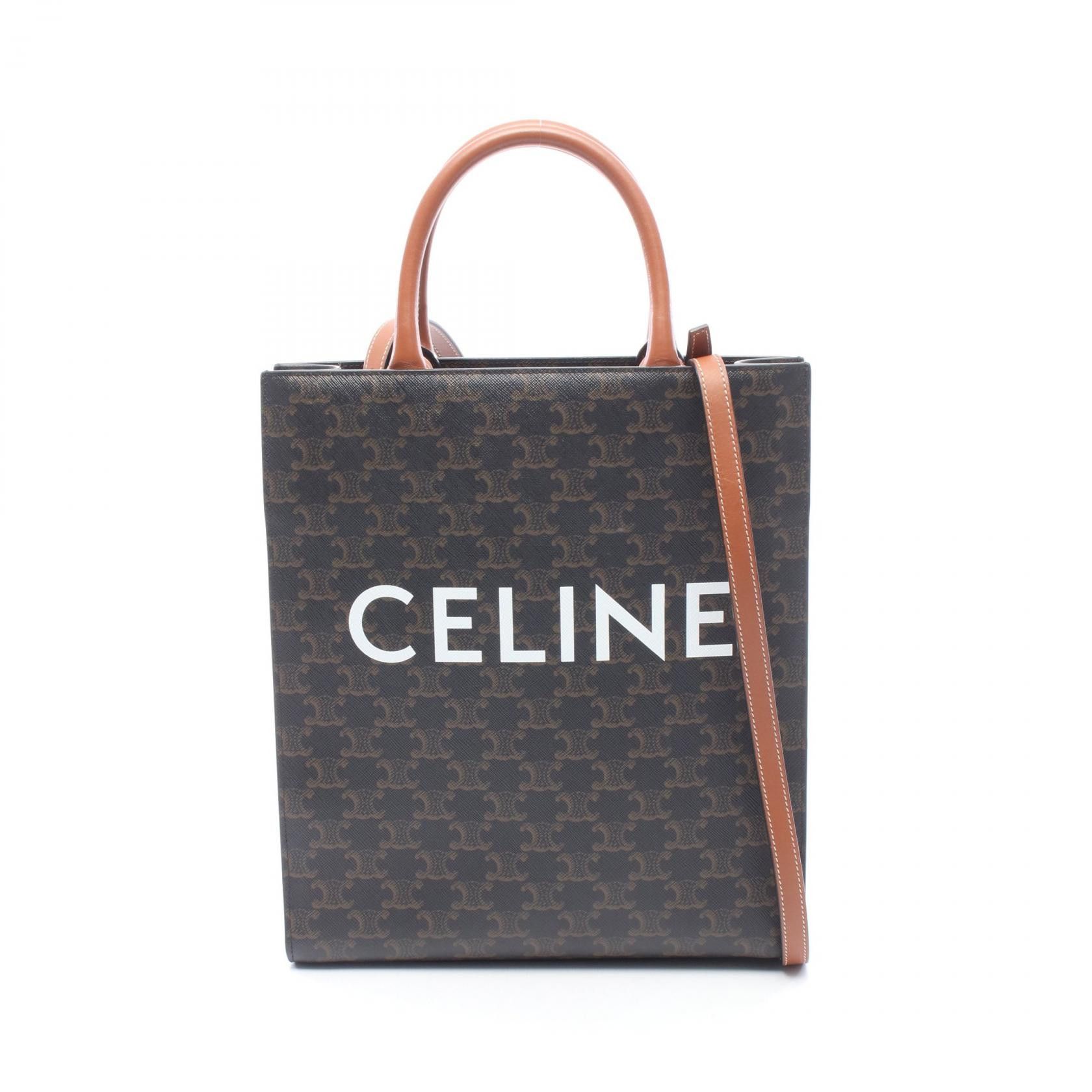 Celine Celine CELINE Small Vertical Cabas Triomphe Coated Canvas Leather 2way Tote Bag Plastic / Synthetic Tote Bag 191542 DUTY FREE for USA Size ONE SIZE - 1 Thumbnail
