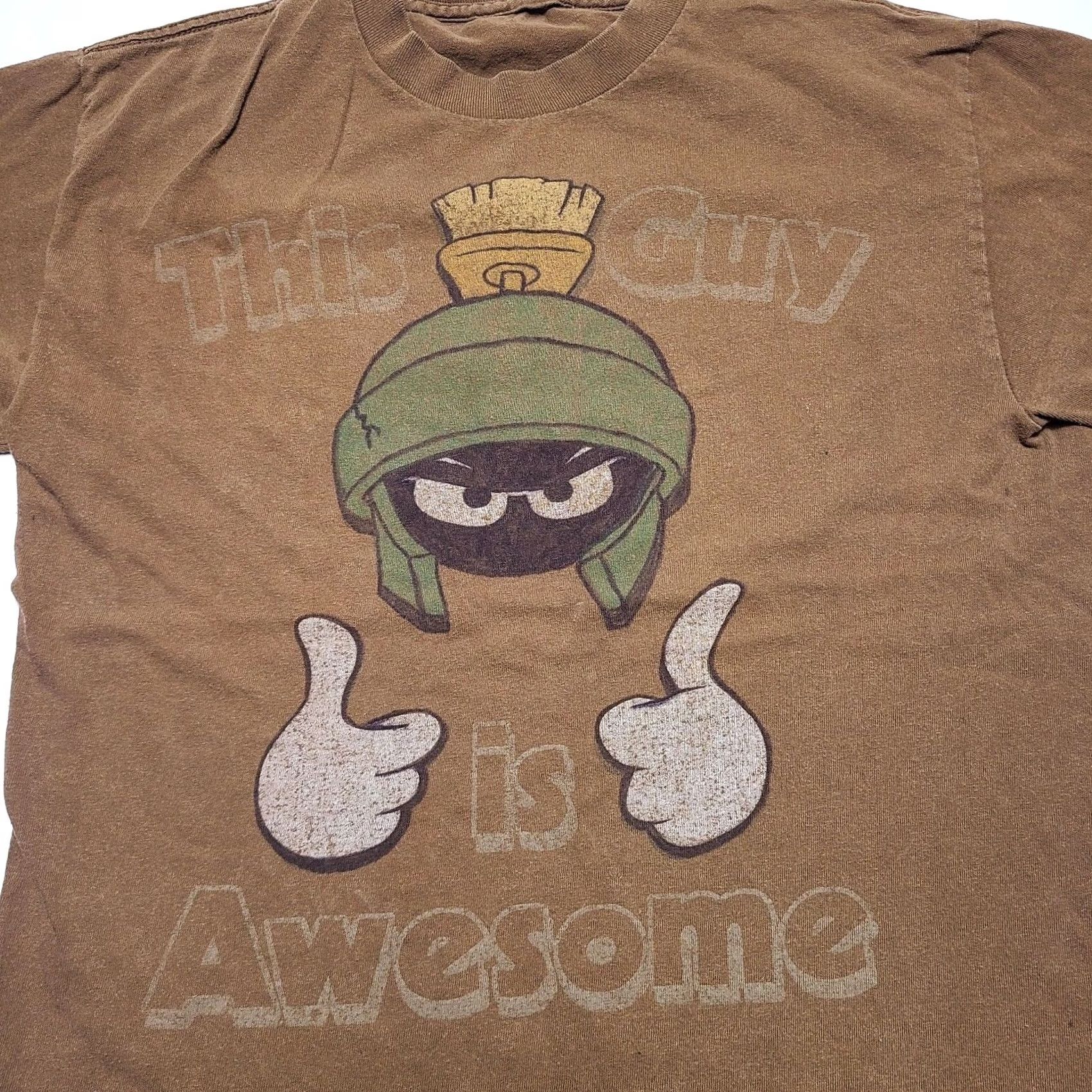 Vintage VINTAGE Looney Tunes Marvin the Martian "This Guy Is Awesome" T-Shirt SZ Large L Mens Short Sleeve Crew Neck Cotton Brown 90s Cartoon Space Size US L / EU 52-54 / 3 - 2 Thumbnail