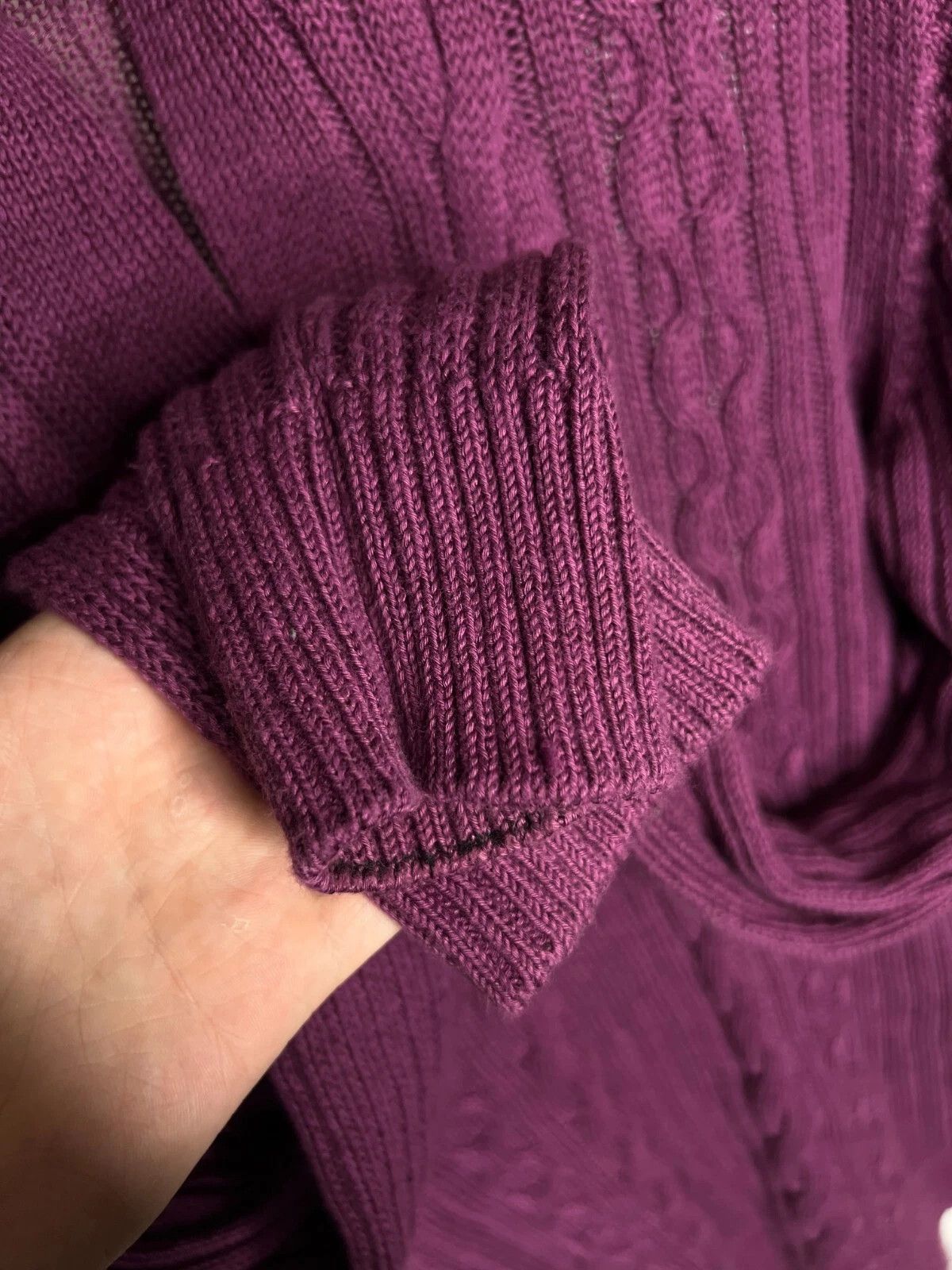 Massimo Dutti Massimo Dutti Purple Cable Knit Sweater XL Linen Cotton Size XL / US 12-14 / IT 48-50 - 13 Thumbnail