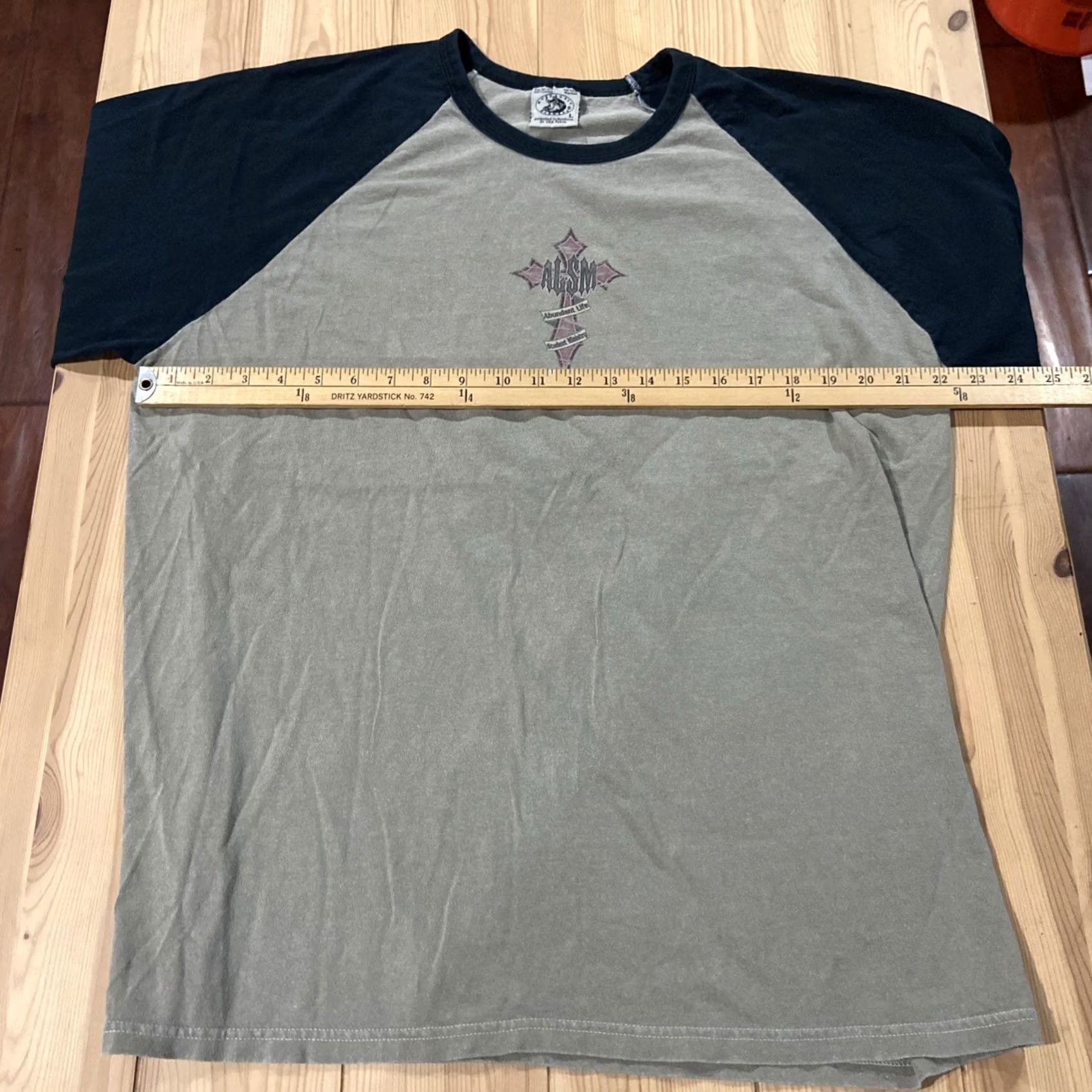 Glanshirt VINTAGE Y2K Jesus Cross Raglan Shirt ALSM Abundant Life Student Ministry Large Size US L / EU 52-54 / 3 - 7 Thumbnail