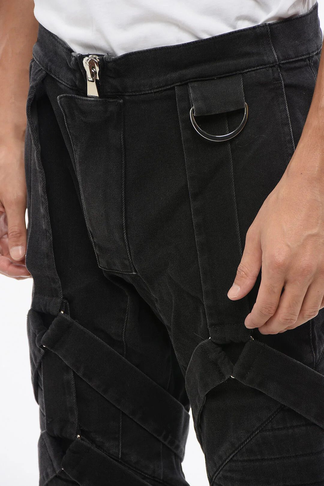 Balmain og1mm0326 Stretch Denim Biker Jeans in Black Size US 29 - 3 Thumbnail