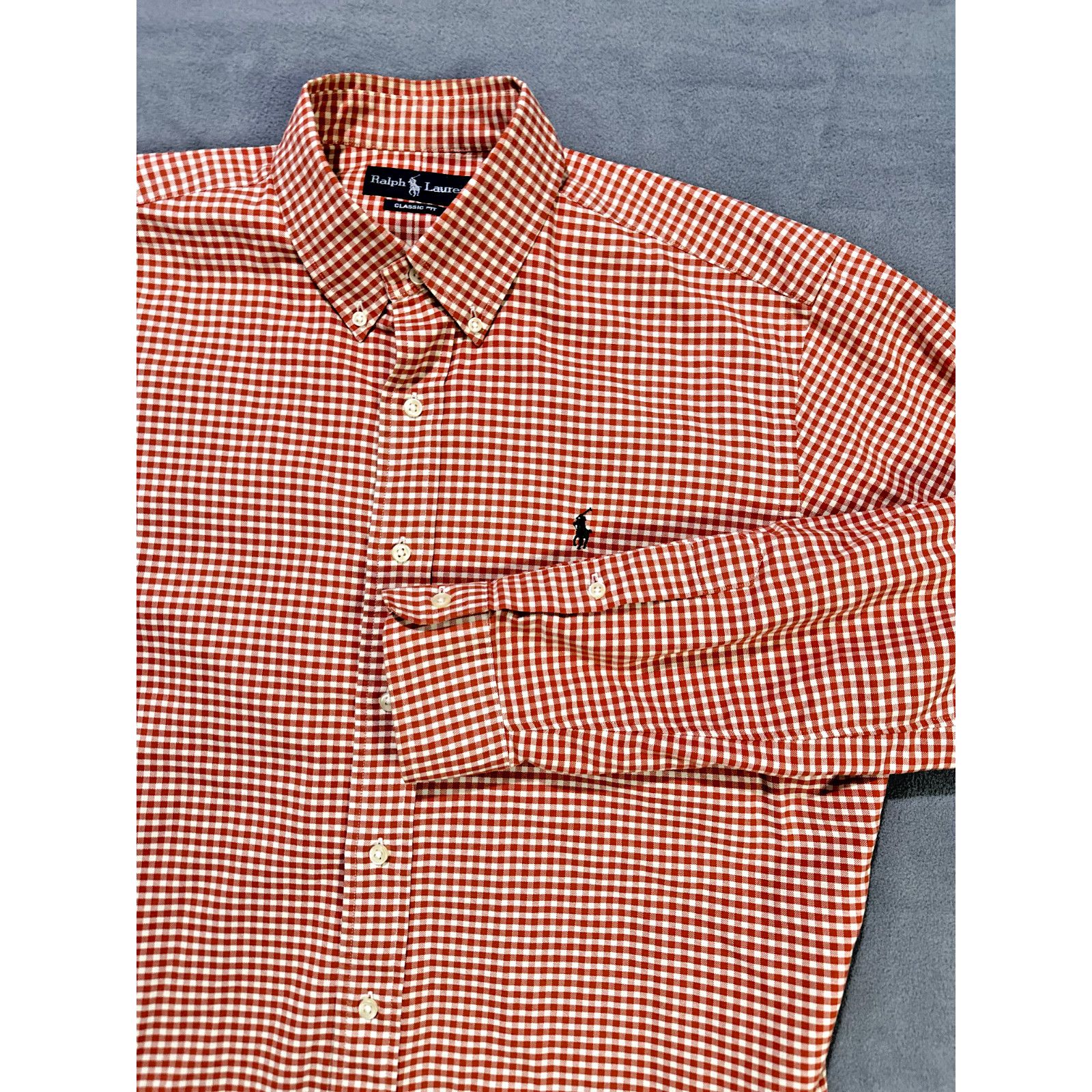 Polo Ralph Lauren Polo Button Up Ralph Lauren Mens Orange Checkered Plaid Size US L / EU 52-54 / 3 - 1 Thumbnail
