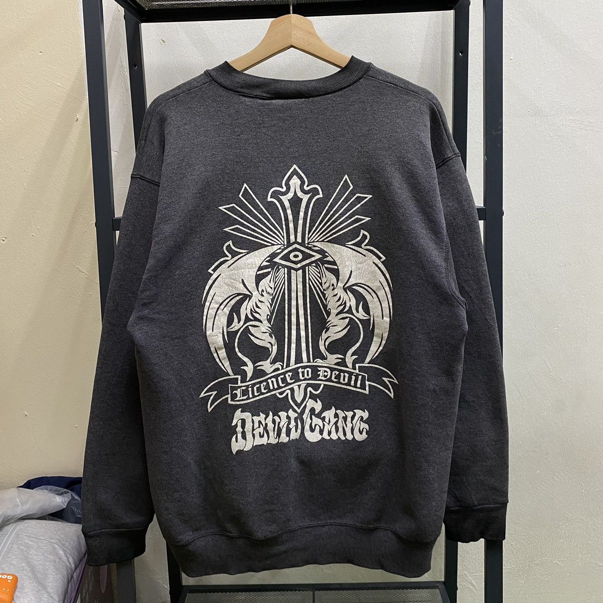 Japanese Brand VINTAGE Devil Cane Cross Chrome Hearts Inspired Sweatshirts Size US L / EU 52-54 / 3 - 1 Thumbnail