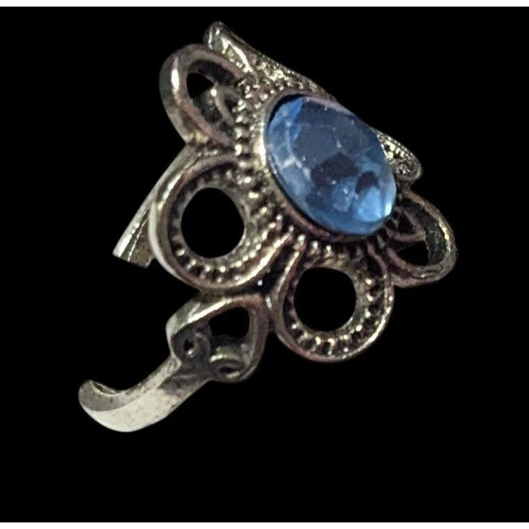 Other Floral Silver Tone Blue Gemmed Fashion Ring Size 6 Size ONE SIZE - 2 Thumbnail