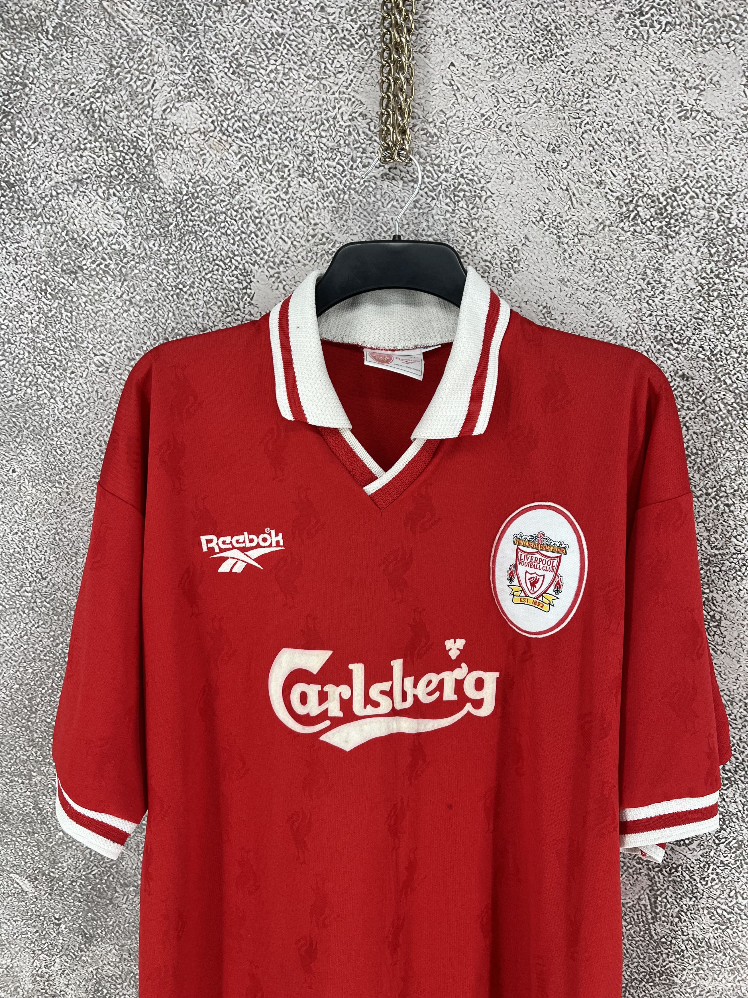 Reebok Liverpool FC 96/98 Home Jersey Reebok Carlsberg #10 UK Size US M / EU 48-50 / 2 - 6 Thumbnail