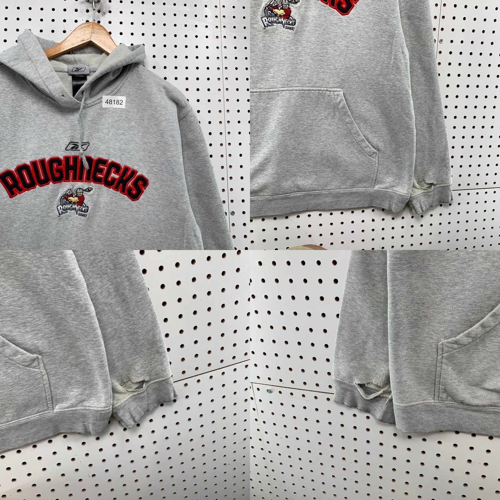Reebok Reebok Vintage Calgary Roughnecks Hoodie Sweatshirt Mens Large Gray Embroidered Size US L / EU 52-54 / 3 - 8 Thumbnail