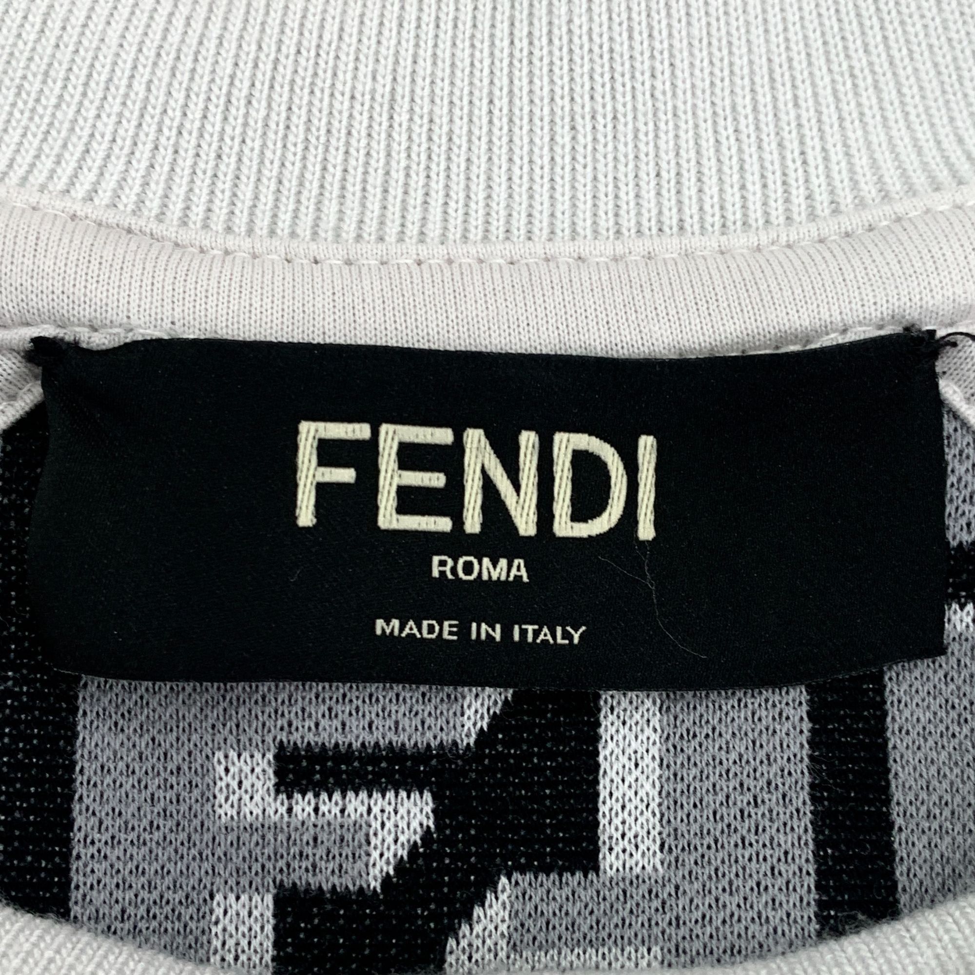 Fendi Fendi White Side Logo Intarsia Cotton Crewneck Sweatshirt (S Size US XS / EU 42 / 0 - 2 Thumbnail