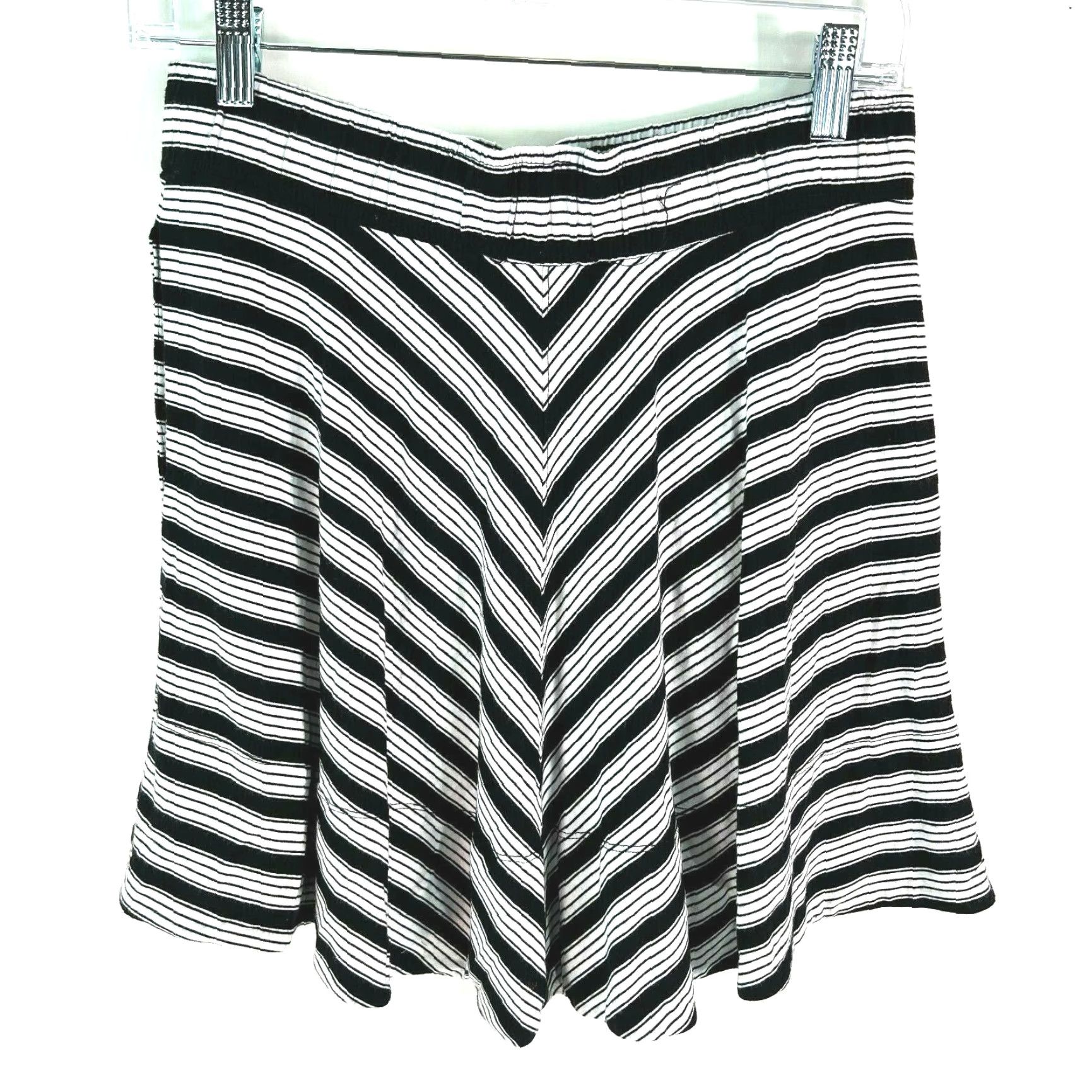 Ann Taylor Ann Taylor Loft Skirt Womens Flat Front Pull On Black Stripe Mini XS Size 26" / US 2 / IT 38 - 2 Thumbnail