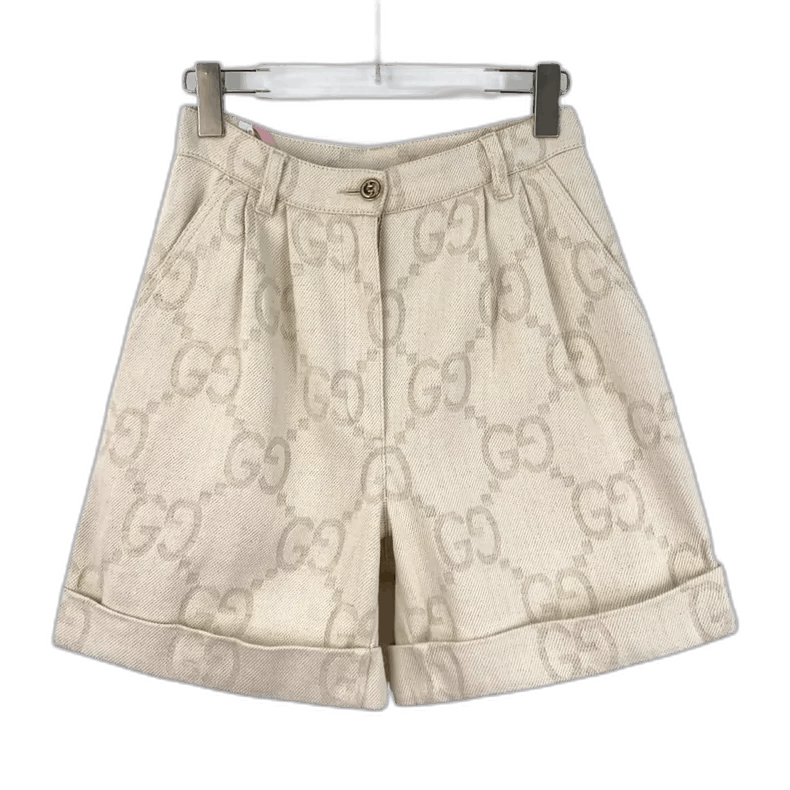 Gucci Gucci Beige Logo Print Casual Shorts Size 40" / US 18 - 1 Thumbnail