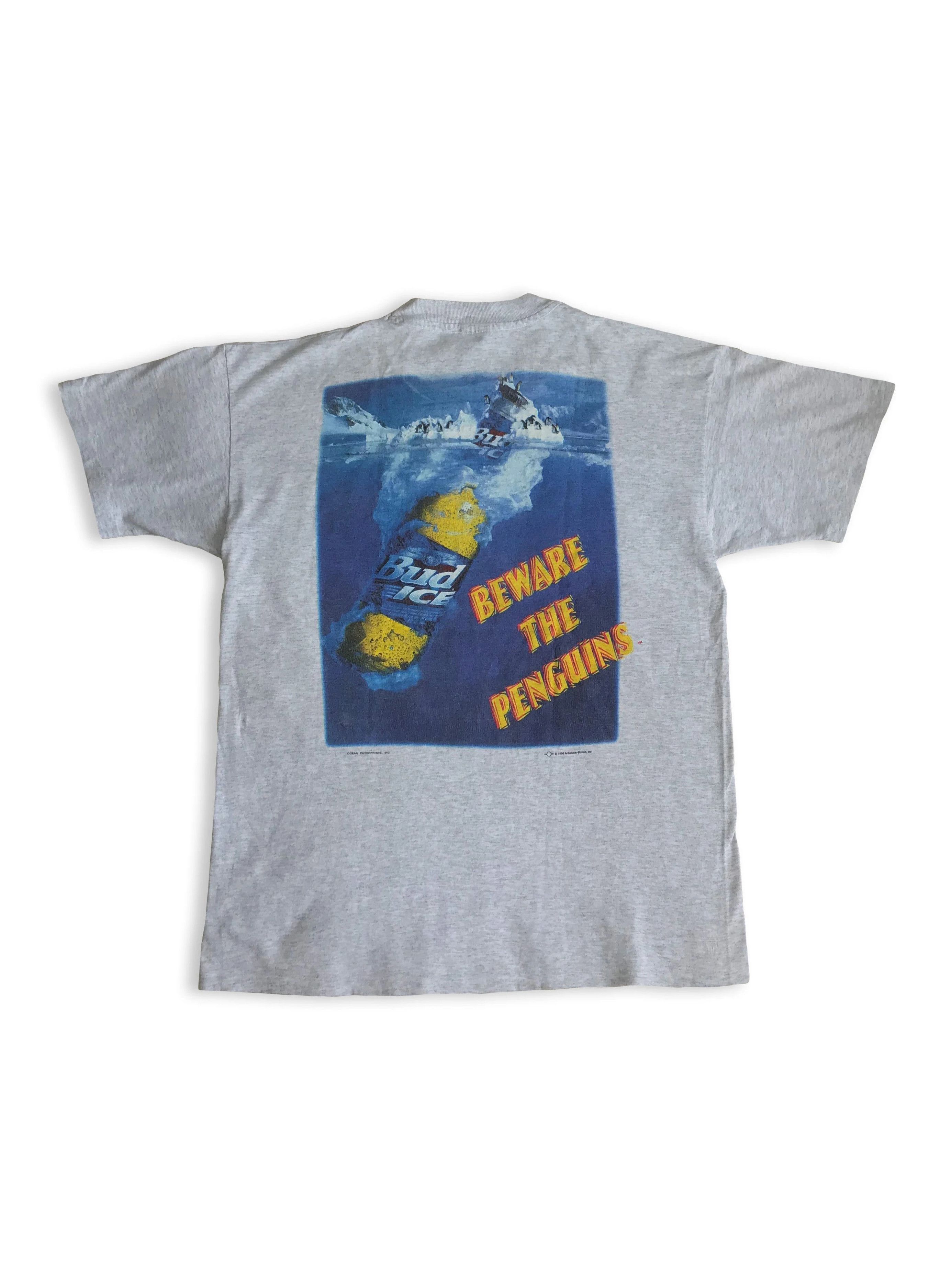 Anvil Vintage 90s BUDWESSER T shirt 1996 Penguins Single Stitch Size US XL / EU 56 / 4 - 1 Thumbnail