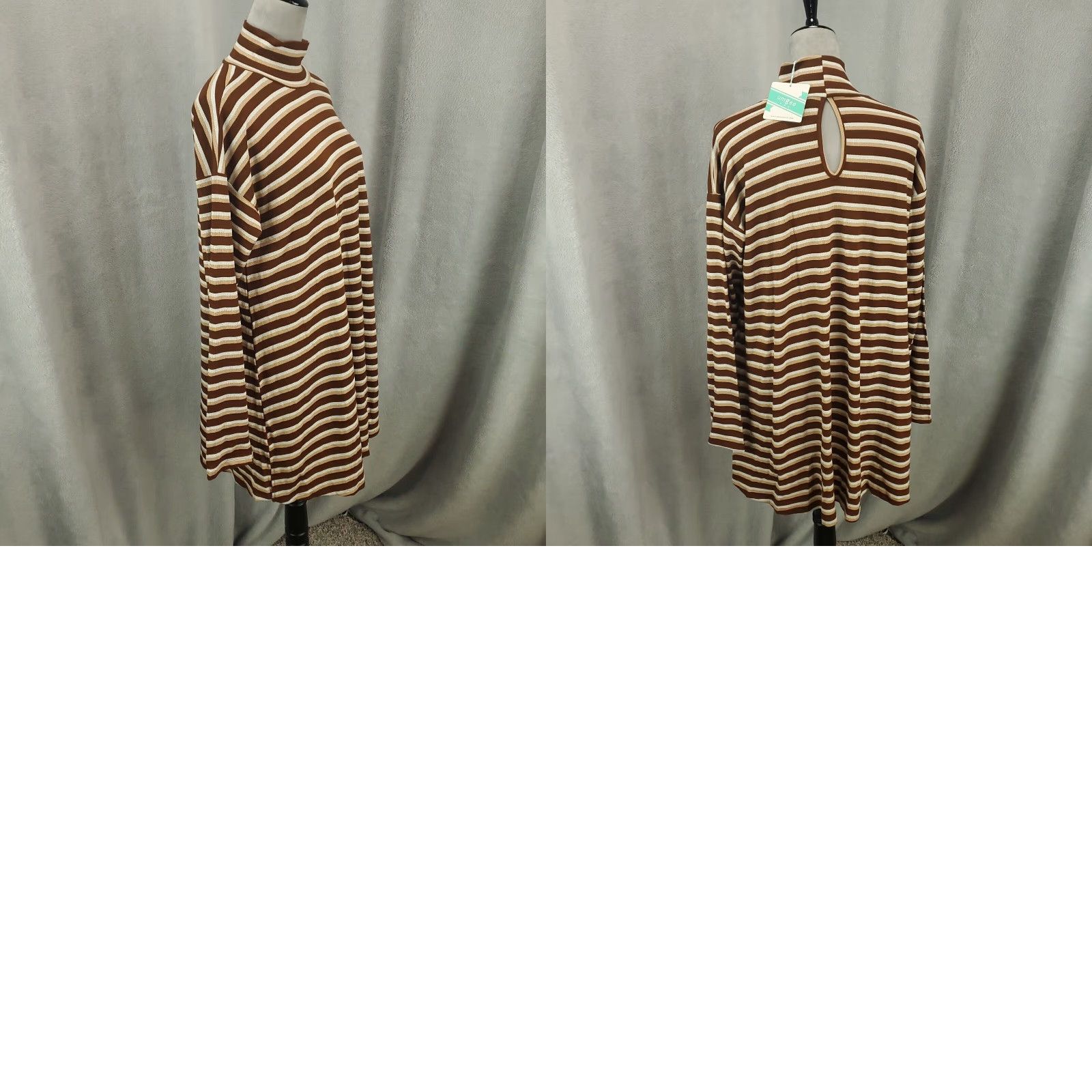 Vintage UMGEE New Dress Women’s Medium Striped Knit Polyester Rayon Spandex Tunic Shimmer Sparkle Pullover NWT Vintage No HandMade N/A (note: none) Size M / US 6-8 / IT 42-44 - 8 Thumbnail