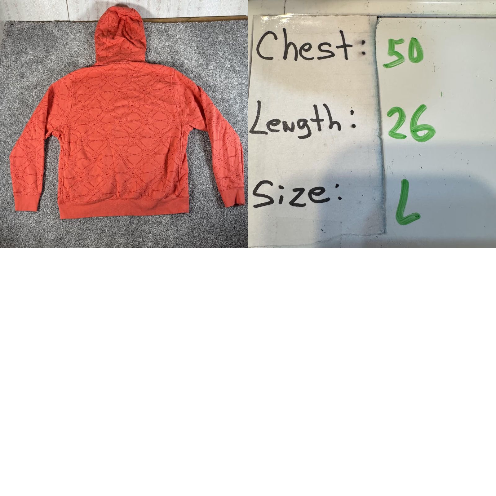 Nike Nike Hoodie Mens Large DM7380-814 Allover Swoosh Embossed Fleece Kangaroo Pocket Orange Streetwear Size US L / EU 52-54 / 3 - 8 Thumbnail