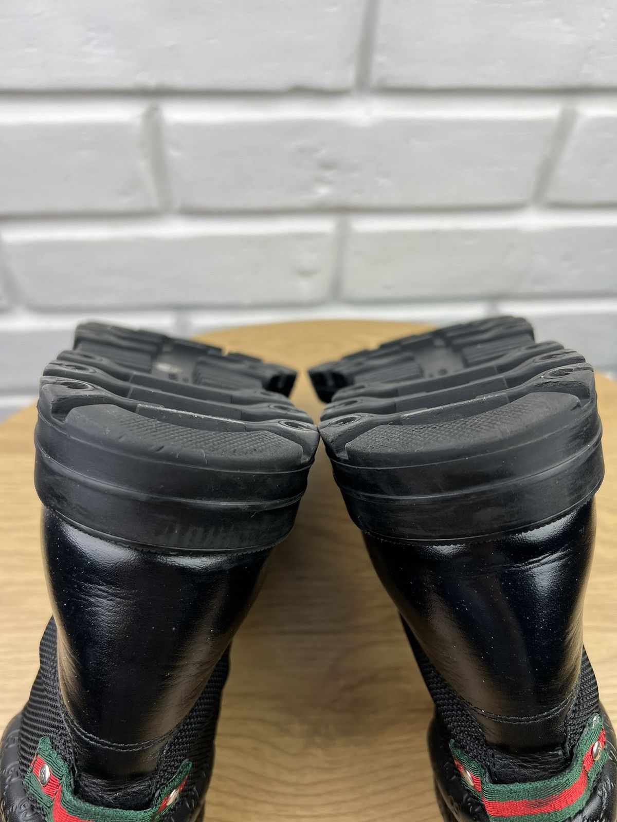 Gucci GUCCI Boots Combat Leather Shoes Lace Up GG Monogram Web Size US 8 / EU 41 - 12 Thumbnail