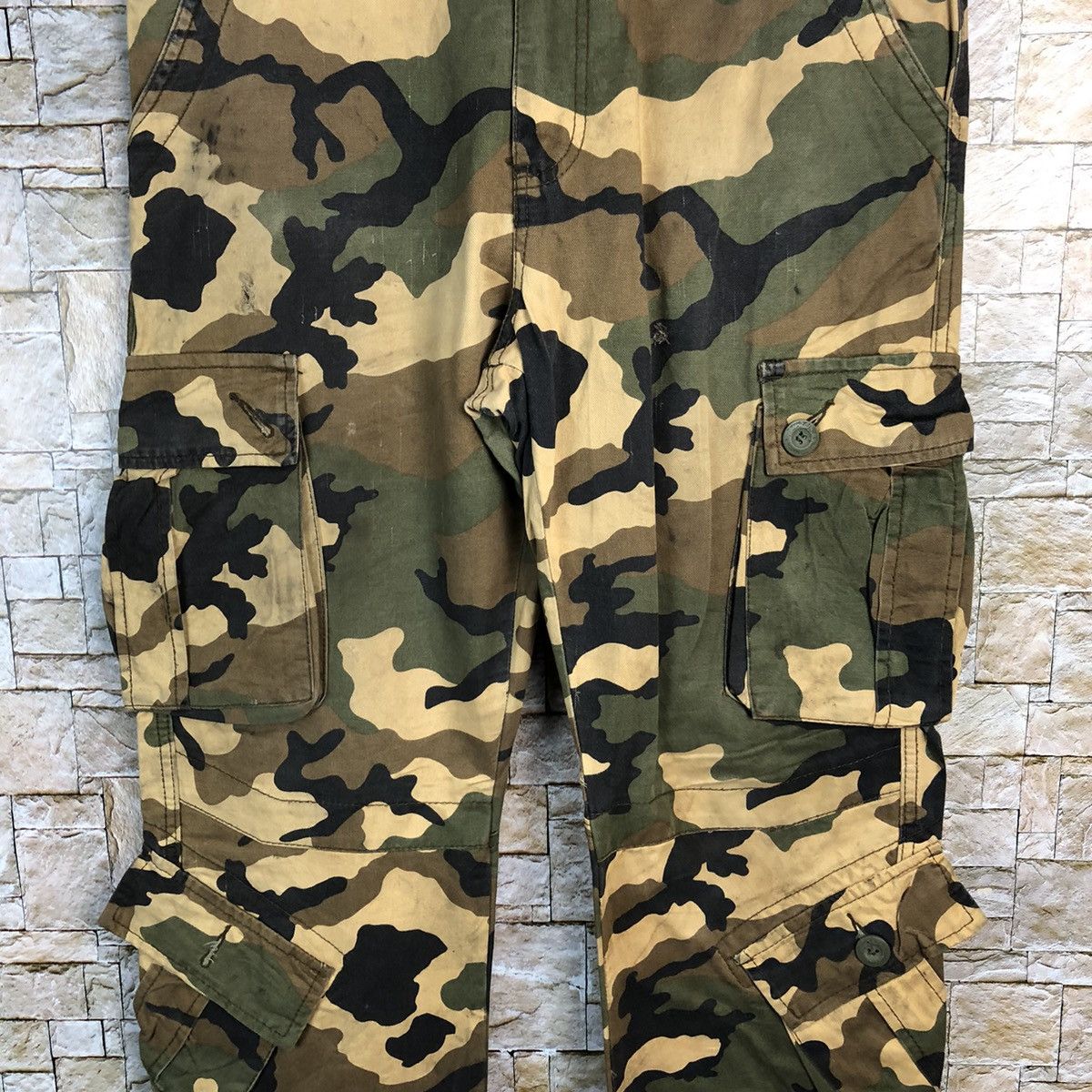 Japanese Brand Matchstick Camo Brown Cargo Multipocket Pants #A138 Size US 31 - 6 Thumbnail
