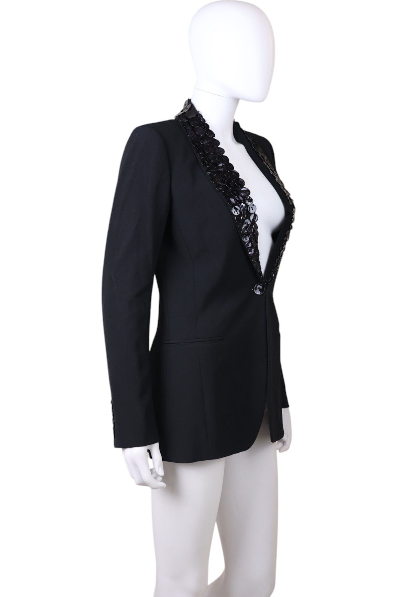 Jean Paul Gaultier S/S 2003 Black wool button embellished blazer Size S / US 4 / IT 40 - 3 Thumbnail