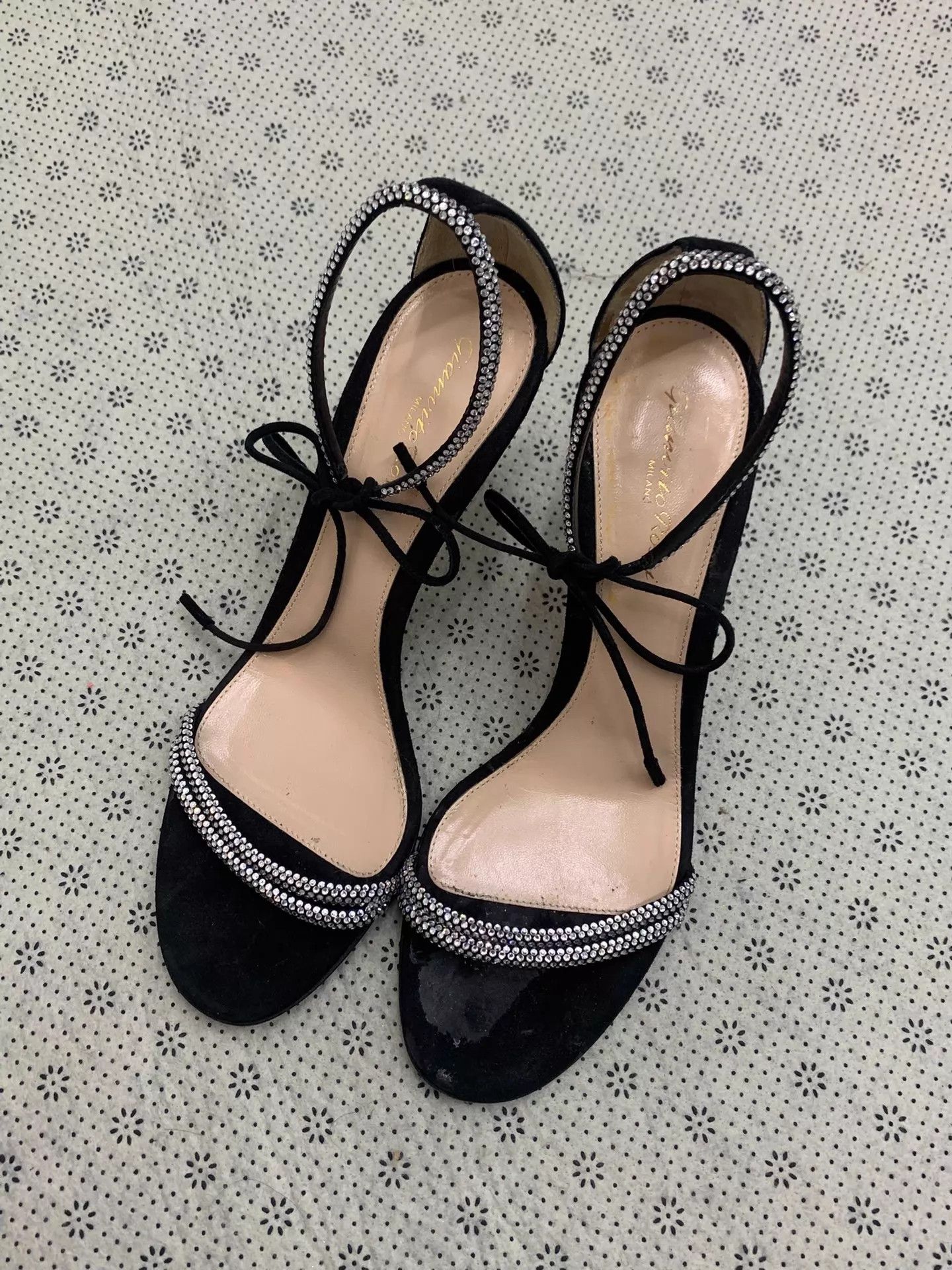 Gianvito Rossi Gianvito Rossi Black Crystal Laced Ankle Strap 39 Mint Size US 8.5 / IT 38.5 - 1 Thumbnail