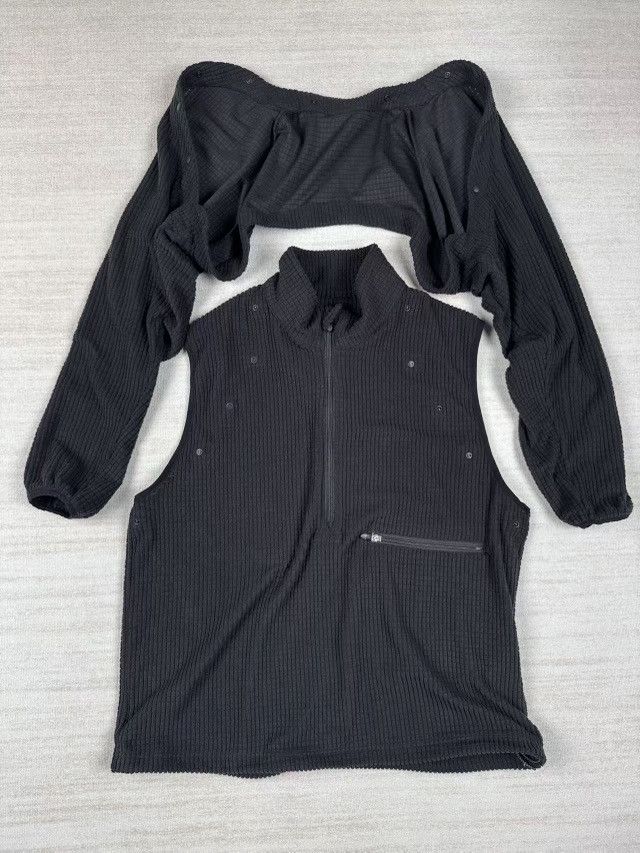 Japanese Brand DETACHABLE SLEEVE GRID FLEECE PULL OVER | baloriginal. Size US S / EU 44-46 / 1 - 11 Thumbnail