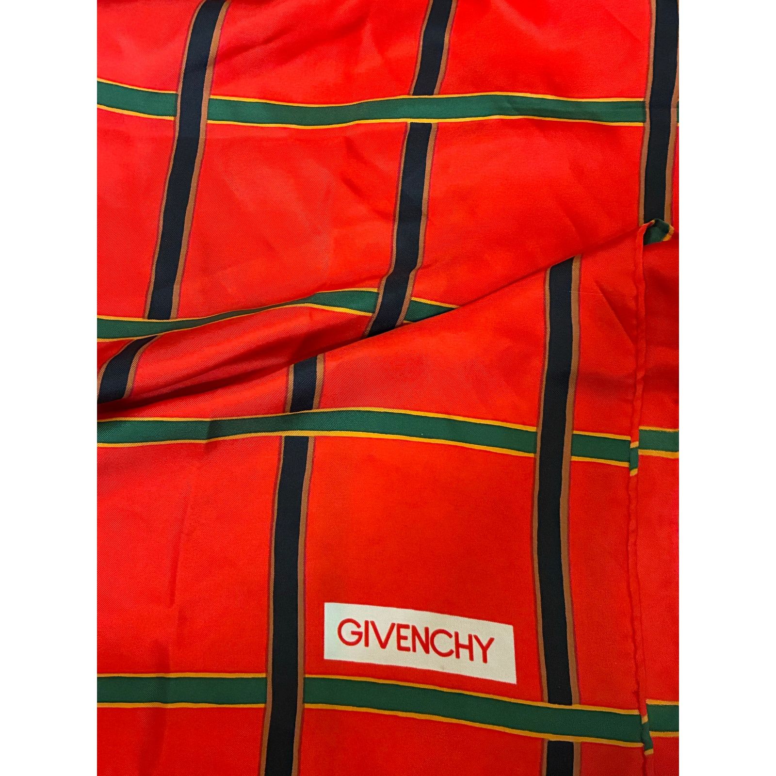 Givenchy Givenchy Silk Scarf Red Green Plaid Foulard Hand Rolled Size ONE SIZE - 3 Thumbnail