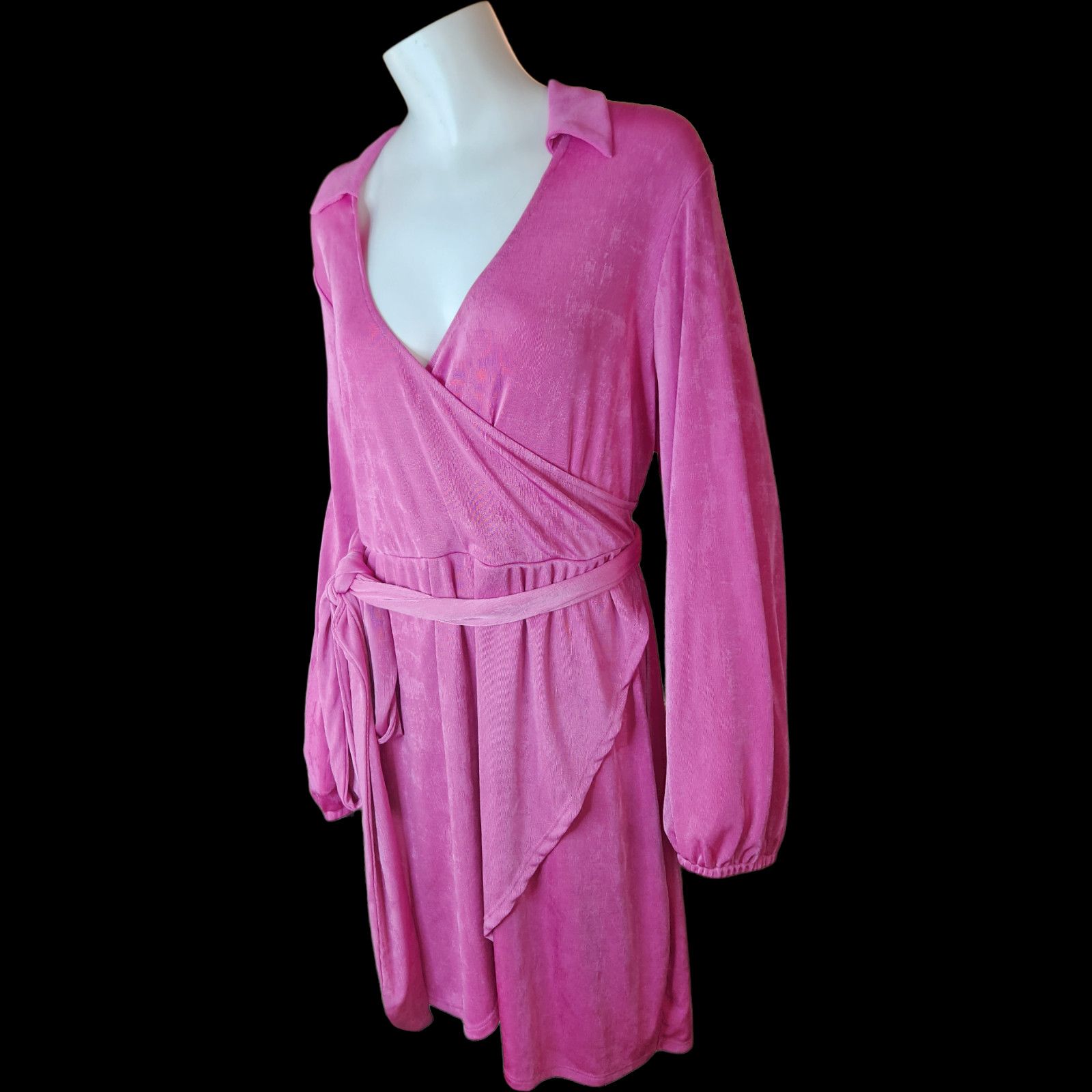 Other Rue 21 Womens 3X Purple Dress V-Neck Tie Waist Long Sleeve Size 3XL / US 20-22 - 7 Thumbnail