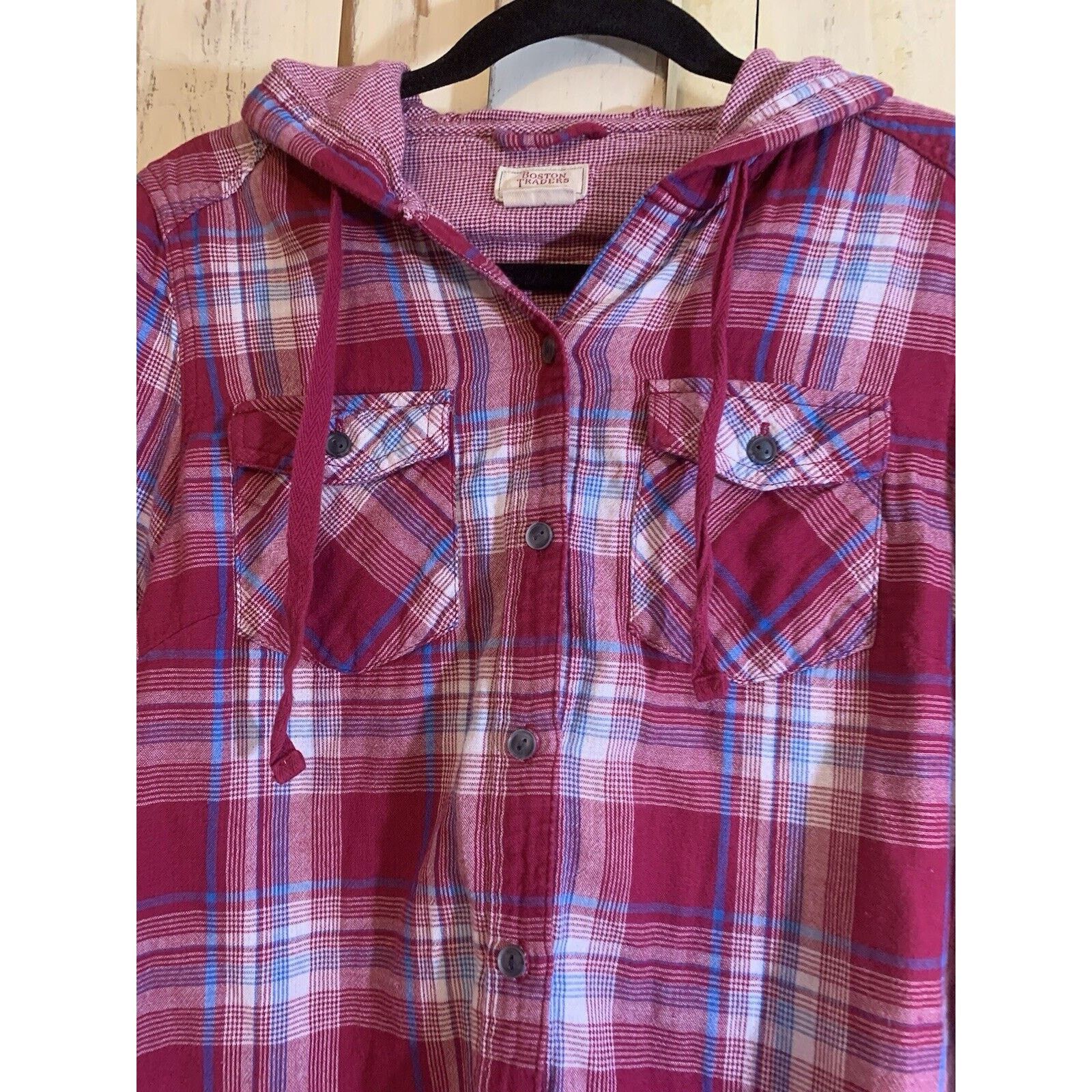 Boston Traders Boston Traders Women's Flannel Hoodie Shirt M Plaid Size M / US 6-8 / IT 42-44 - 2 Thumbnail
