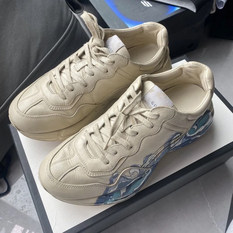 Gucci Gucci Rhyton Wave Print Low-Top Sneakers - Size US 8 / EU 41 - 1 Thumbnail