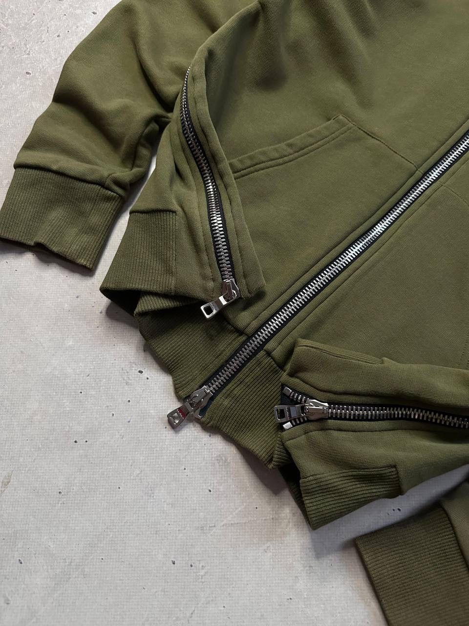 Balmain Balmain Paris Men’s Zip Hoodie Olive Green Luxury Biker Size US S / EU 44-46 / 1 - 9 Thumbnail