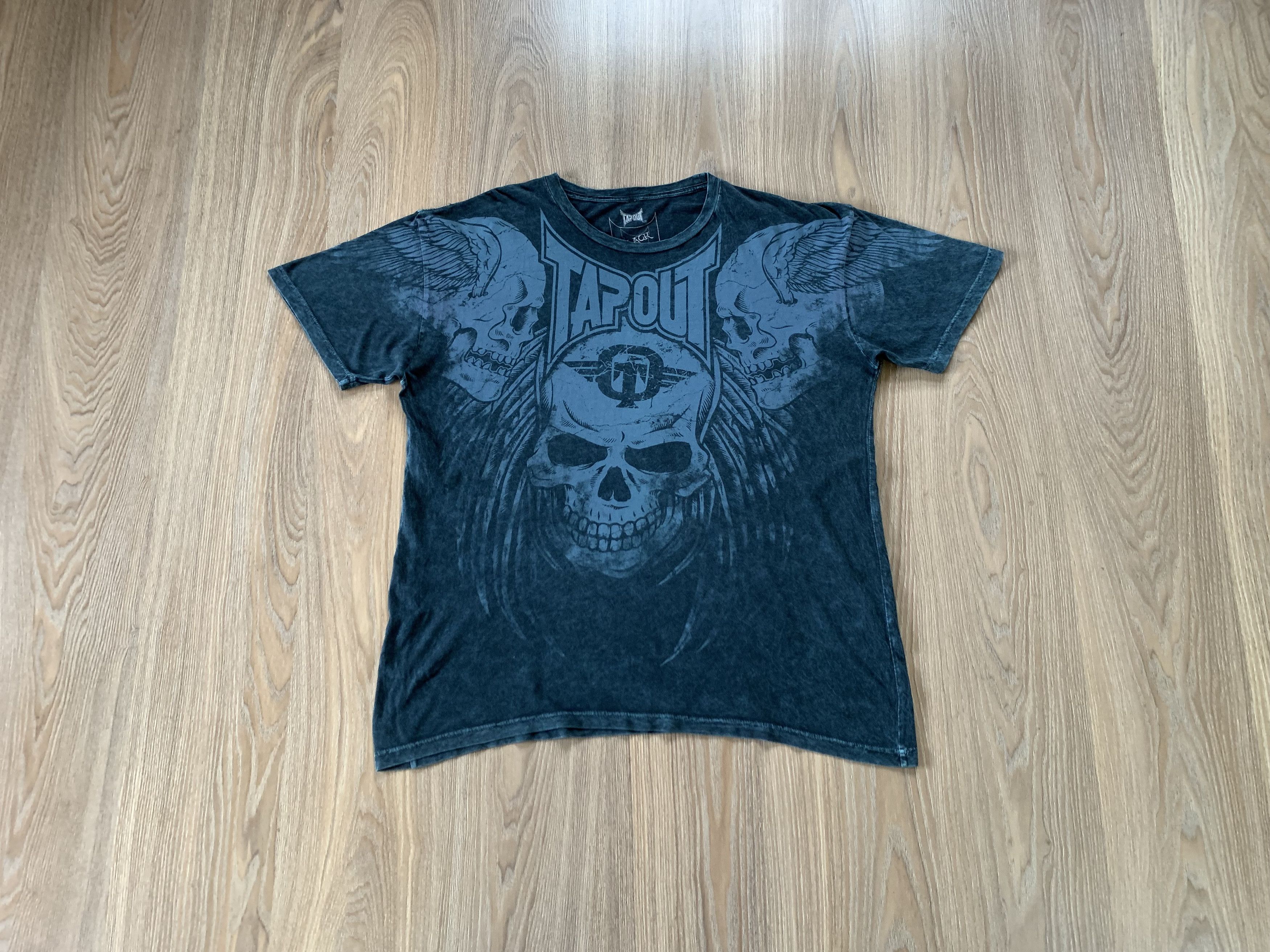 Affliction × Tapout Tapout Black Affliction Skull Rare All Over Print T Shirt Size US XL / EU 56 / 4 - 1 Thumbnail