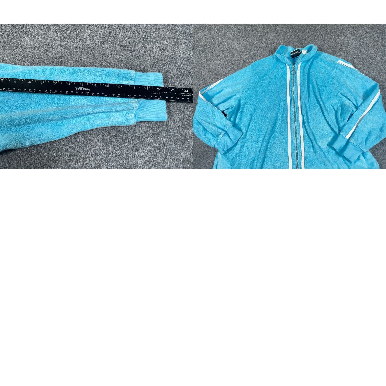 Vintage VINTAGE Fashion Bug Jacket Ladies 90s Retro Blue White Striped Full Zip Cotton Terry Cloth Short Jacket Women 18/20 (Large) USA Made Size L / US 10 / IT 46 - 8 Thumbnail