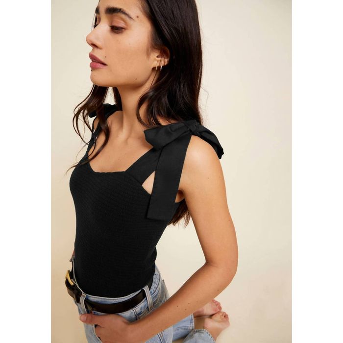 Nation LTD Brynn Girly Tank Top With Contrast In Jet Black