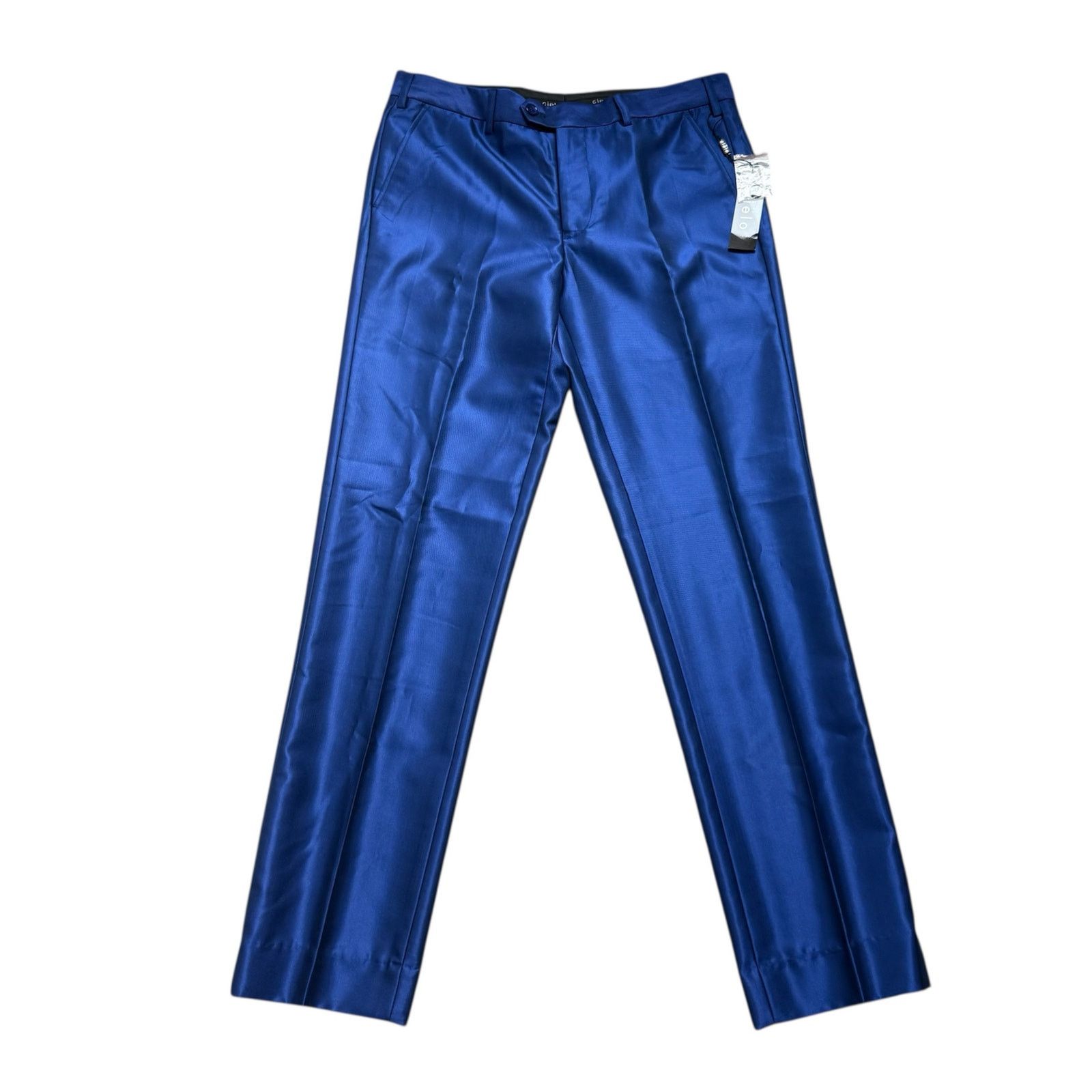 Other NWT Mens 34 Navy Sheen Ultra Slim Fit Flat Front Dress Pants Size US 34 / EU 50 - 3 Thumbnail