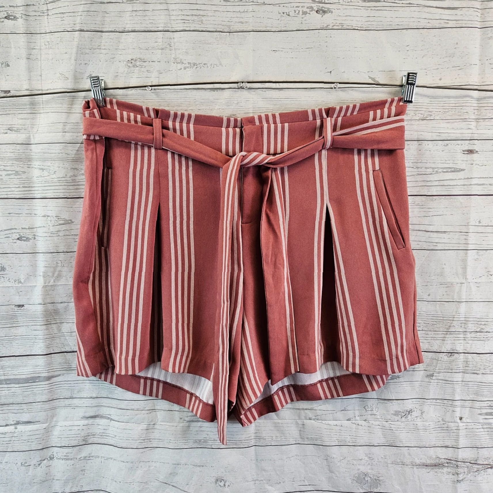 Torrid Torrid Womens Shorts Sz 20 Dusty Rose Stripe High Rise Paperbag Plus Size 20 Pink Striped Shorts Womens Size 42" / US 20 - 2 Thumbnail