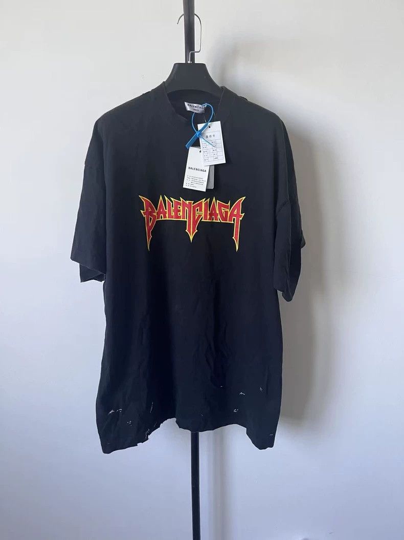 Balenciaga Balenciaga Metallica Lightning Logo Short Sleeve T-Shirt-yf Size US M / EU 48-50 / 2 - 1 Thumbnail