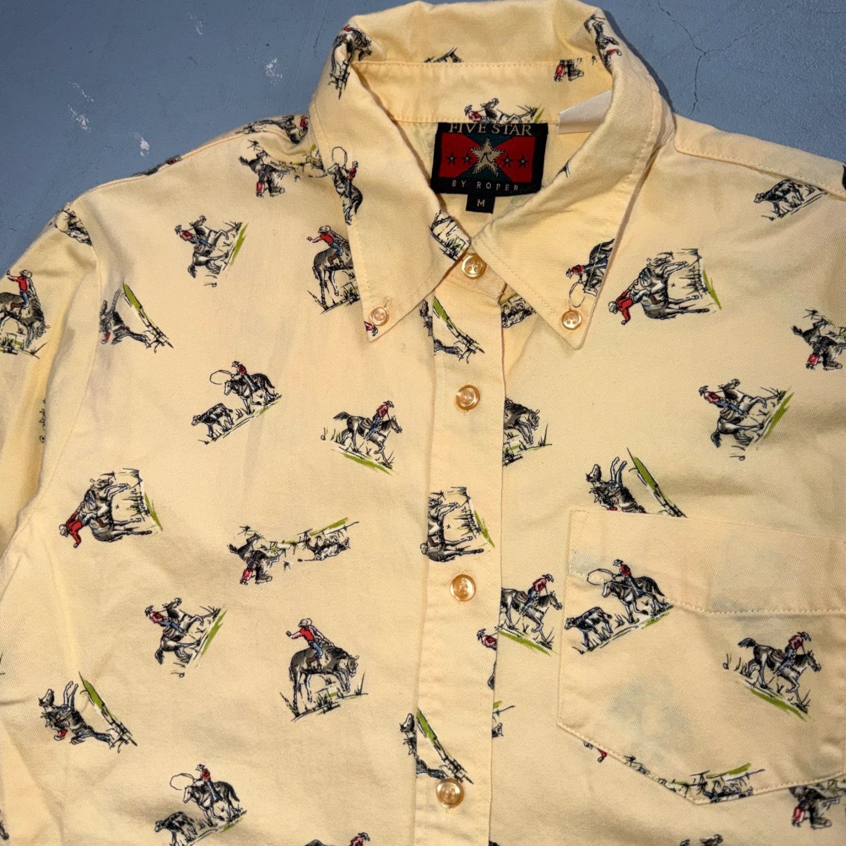 Roper VINTAGE Five Star by Roper Western Button Down Shirt M Horses AOP Shirt Size M / US 6-8 / IT 42-44 - 2 Thumbnail