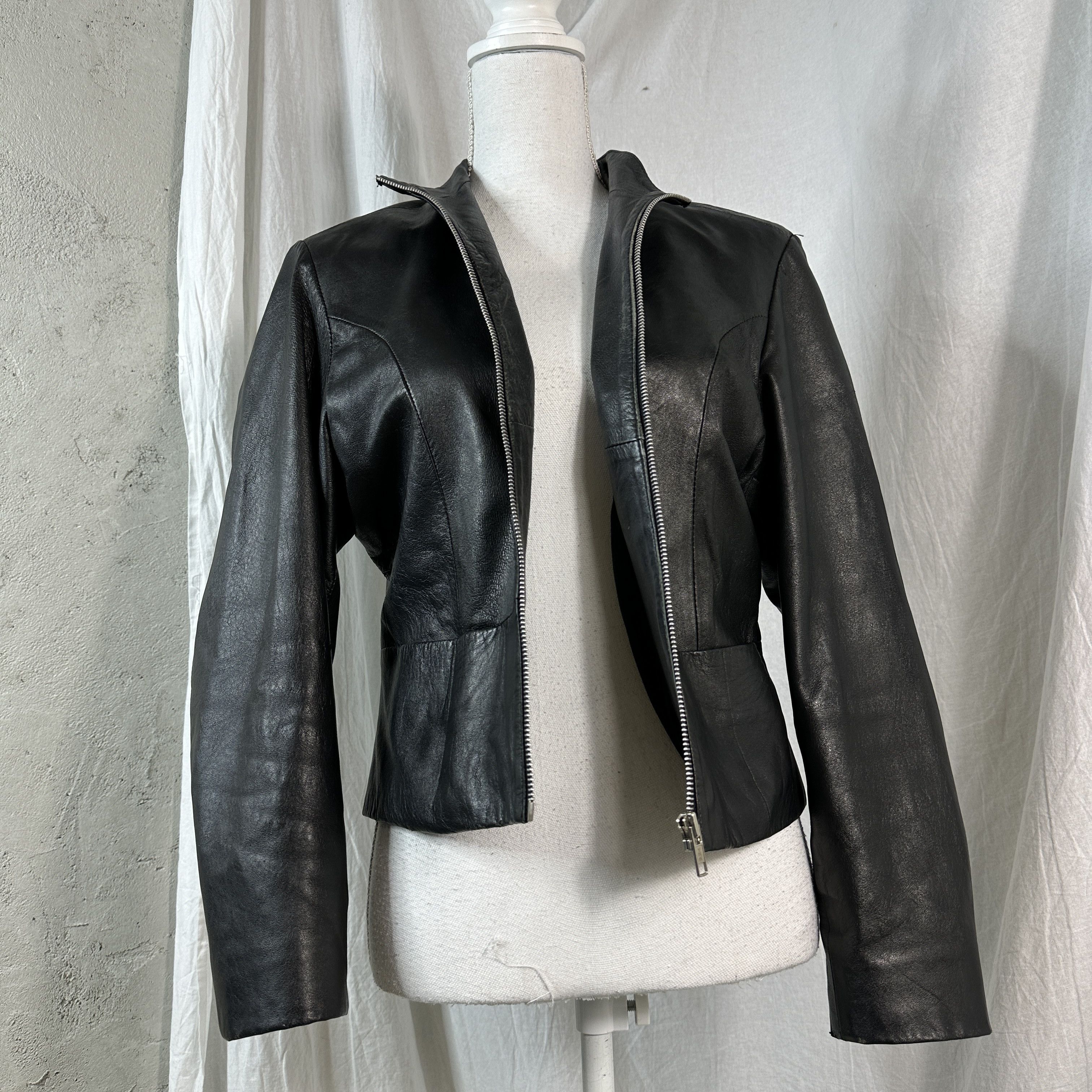 Vintage Vintage Cropped Leather Jacket Size US M / EU 48-50 / 2 - 6 Thumbnail