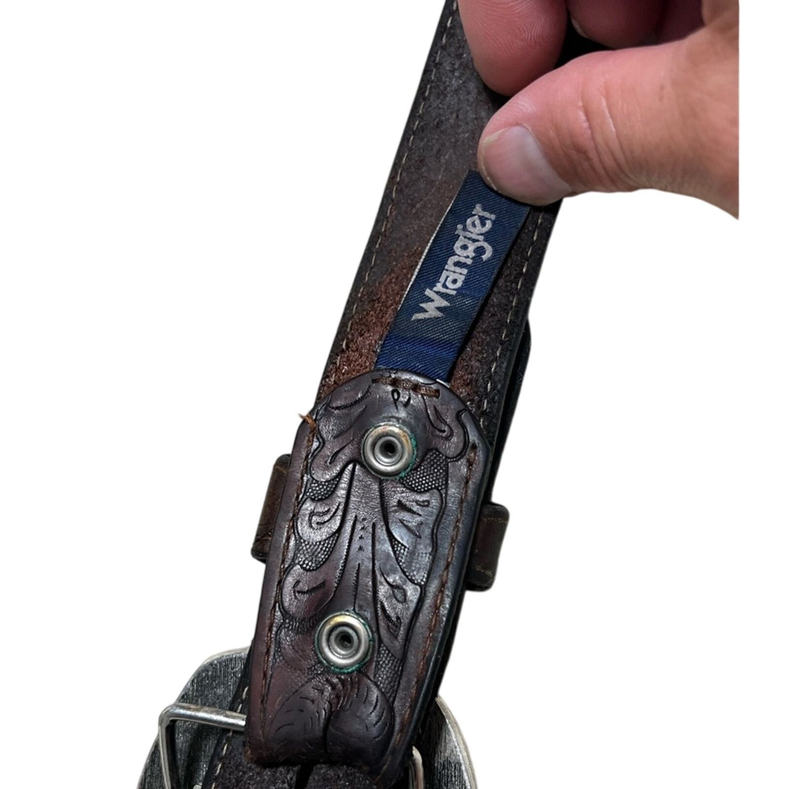 Claude Montana Montana Silversmiths Pair Deer Buckle USA W/ Wrangler Belt Size 42 - 4 Thumbnail