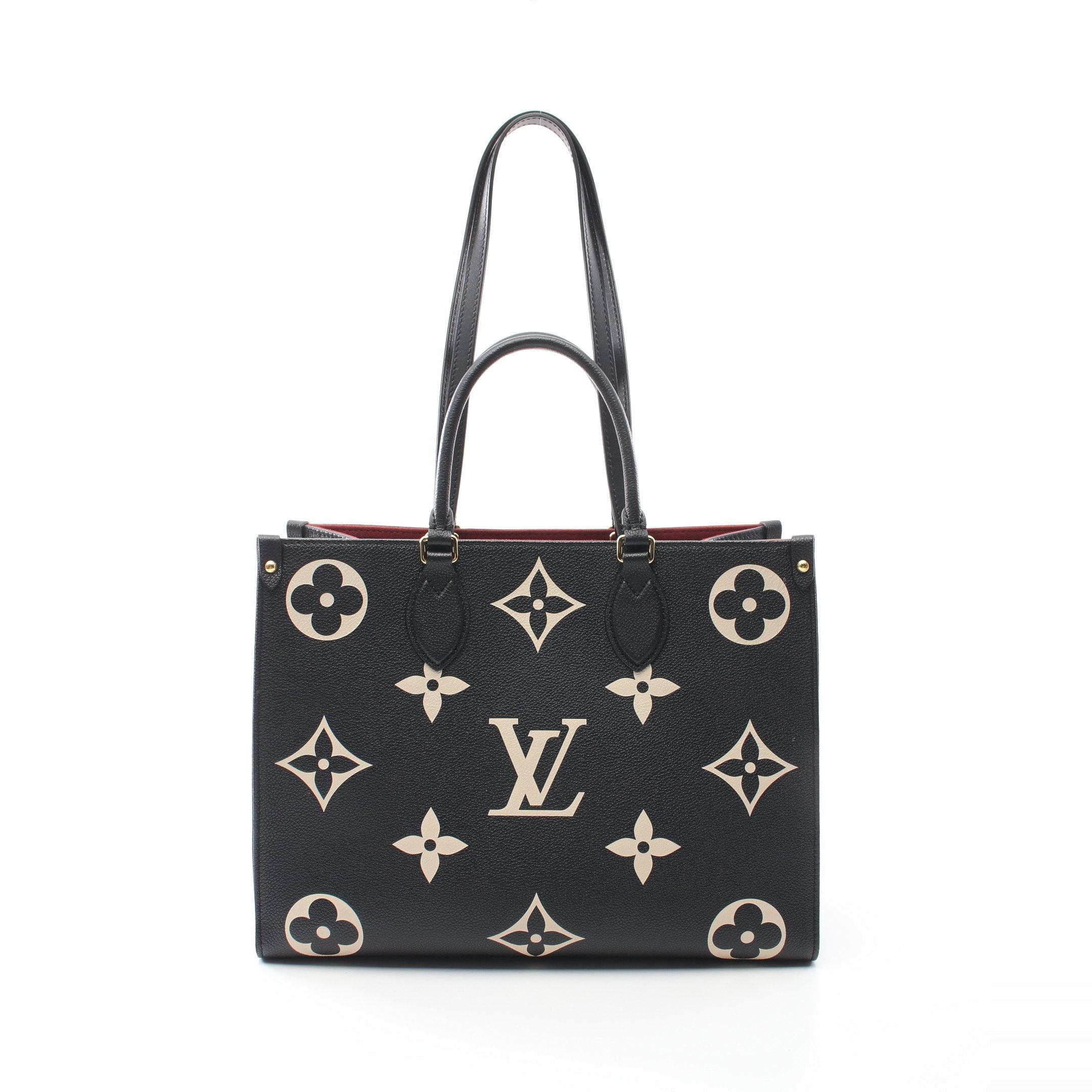 Louis Vuitton Louis Vuitton On-The-Go Mm Bicolor Monogram Empreinte Shoulder Bag Tote Grain Leather Black Beige Size ONE SIZE - 1 Thumbnail